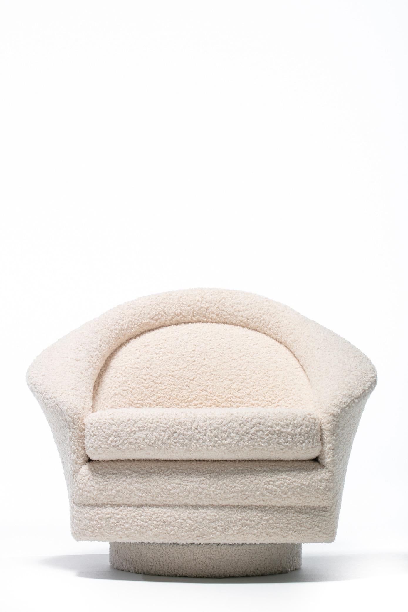 Pair of Adrian Pearsall Mom & Pop Swivel Lounge Chairs in Ivory Bouclé 3