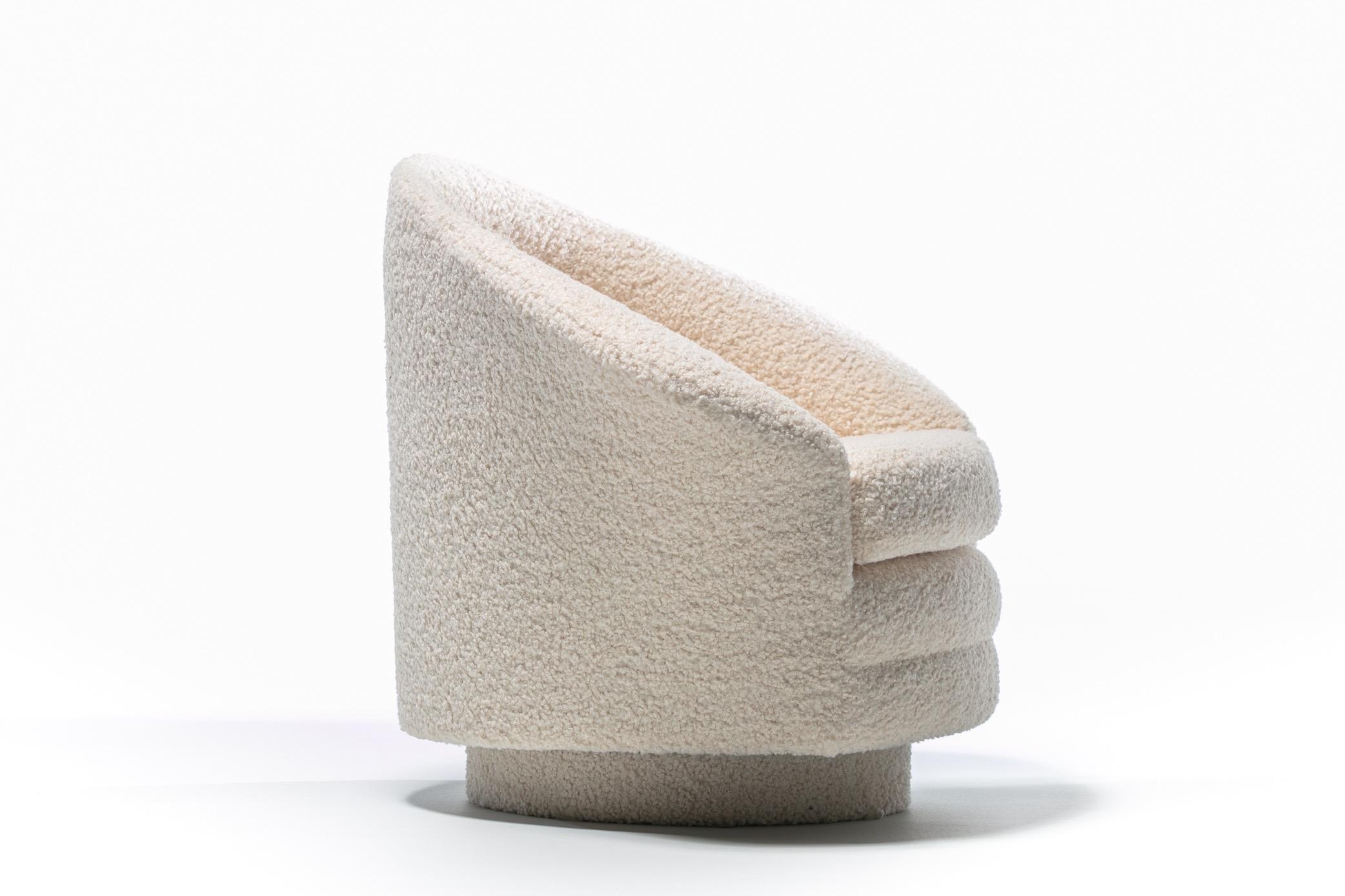Adrian Pearsall, Mom & Pop, drehbare Loungesessel in elfenbeinfarbenem Boucl, Paar im Angebot 4