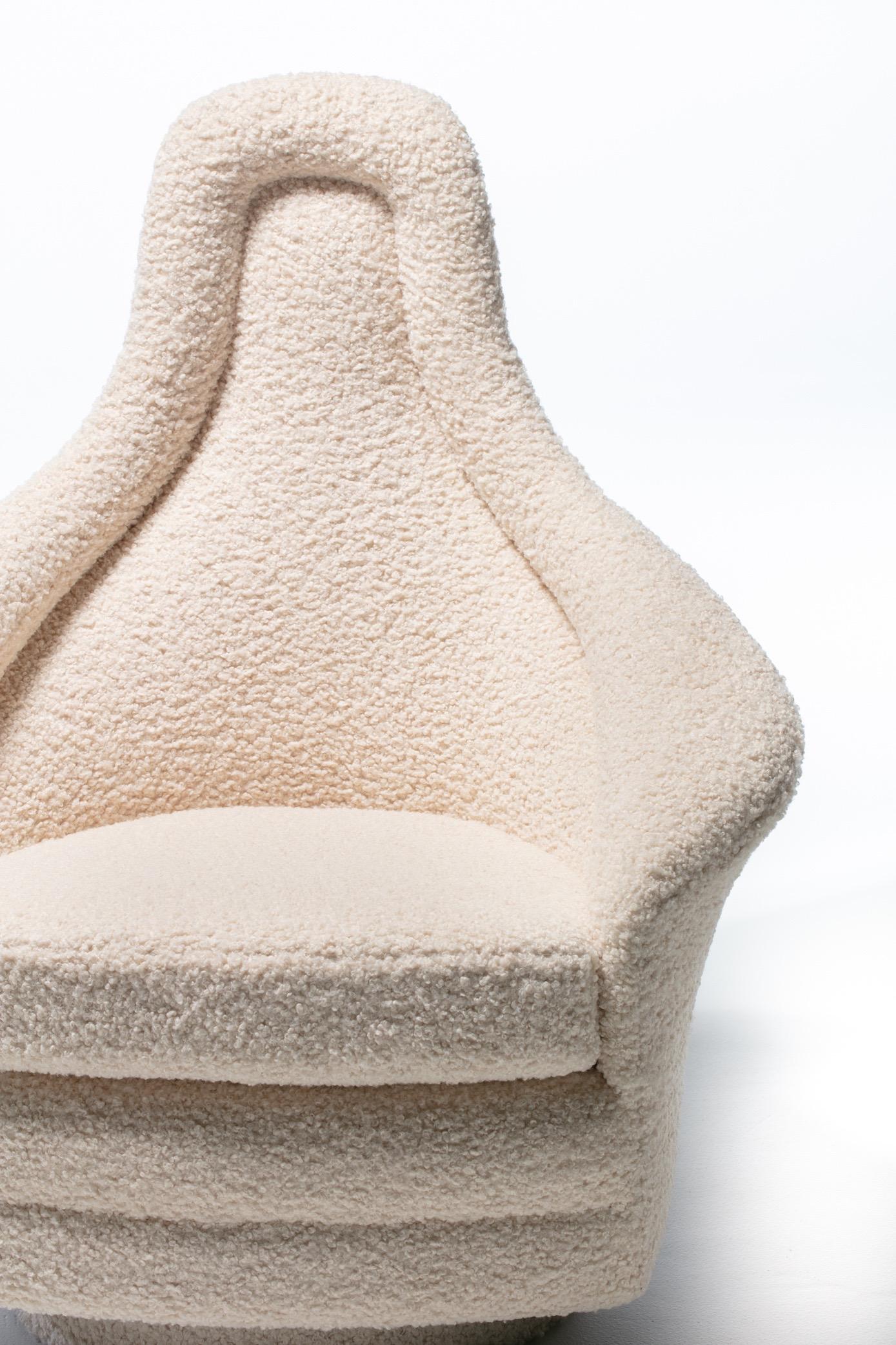 Adrian Pearsall, Mom & Pop, drehbare Loungesessel in elfenbeinfarbenem Boucl, Paar im Angebot 9