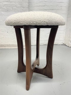 Pair of Adrian Pearsall Sculptural Walnut and Bouclé Stools