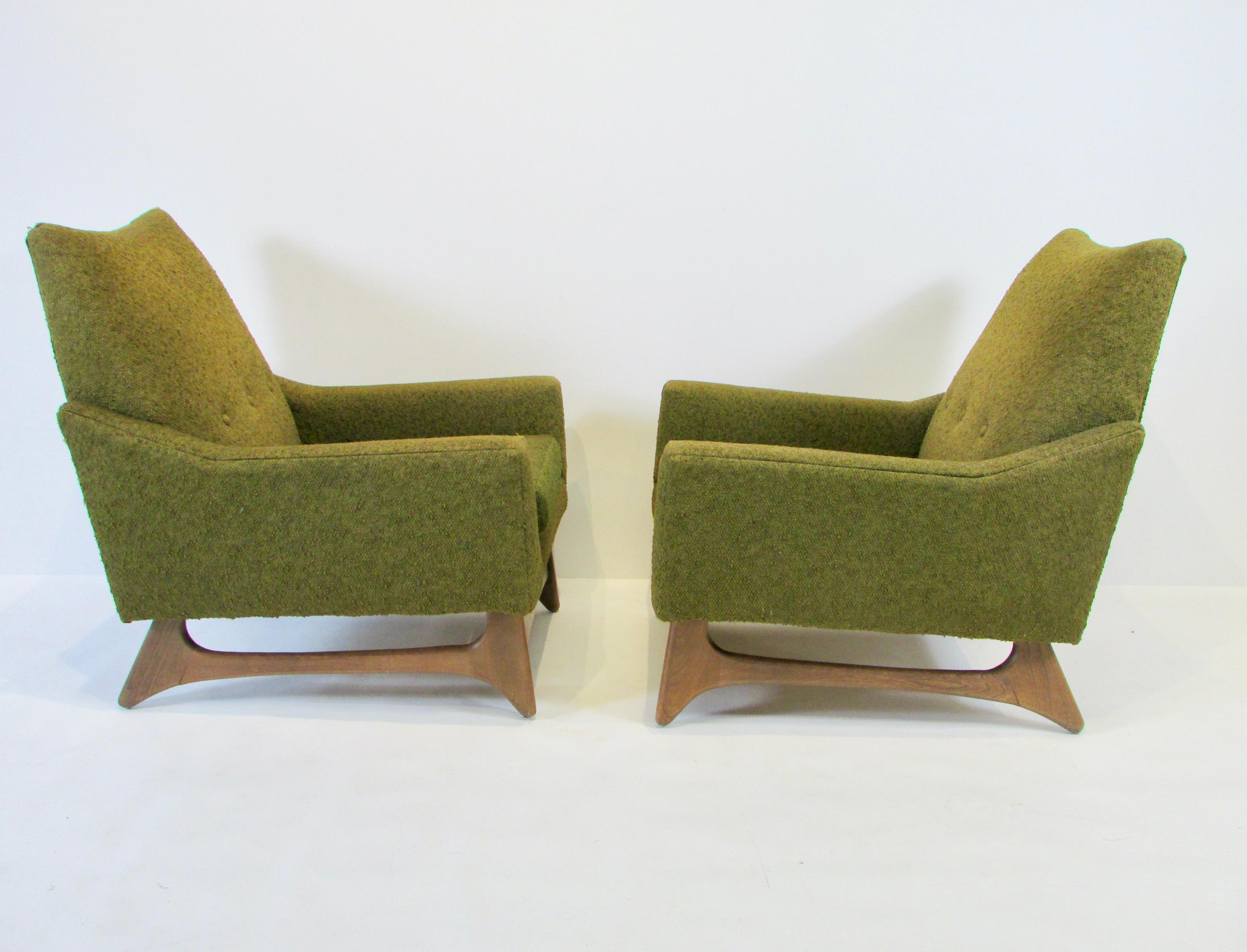 Mid-Century Modern Pair of Adrian Pearsall Style Leisure Collection Lounge Chairs by Kroehler