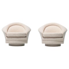 Pair of Adrian Pearsall Swivel Chairs in Ivory Bouclé c. 1970s