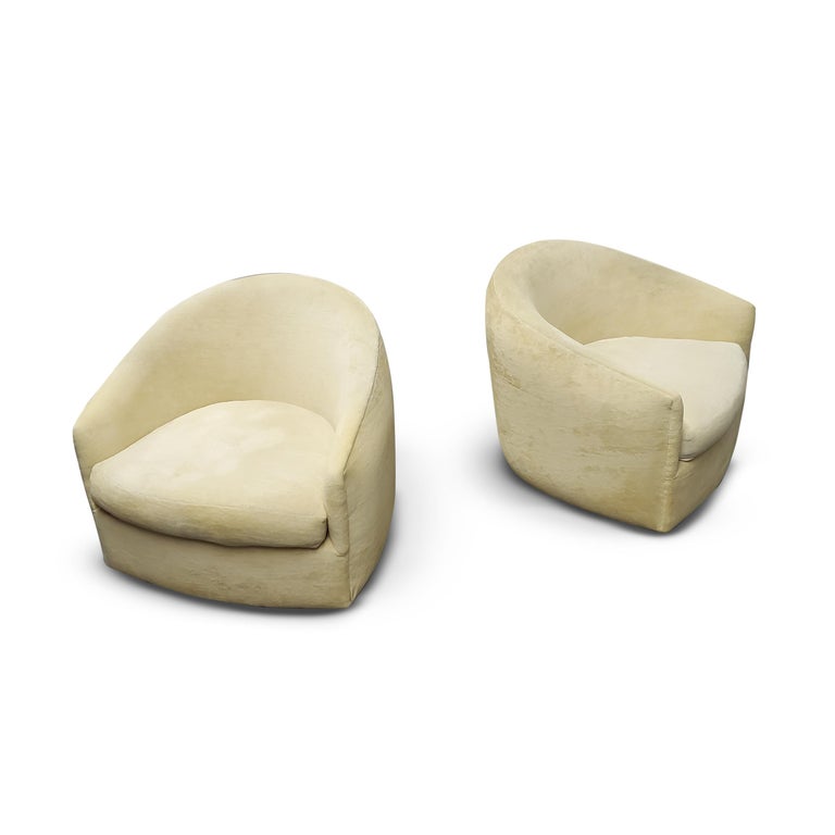 Pair of Adrian Pearsall Swivel / Tilt Lounge Chairs In Good Condition For Sale In Middlesex, NJ