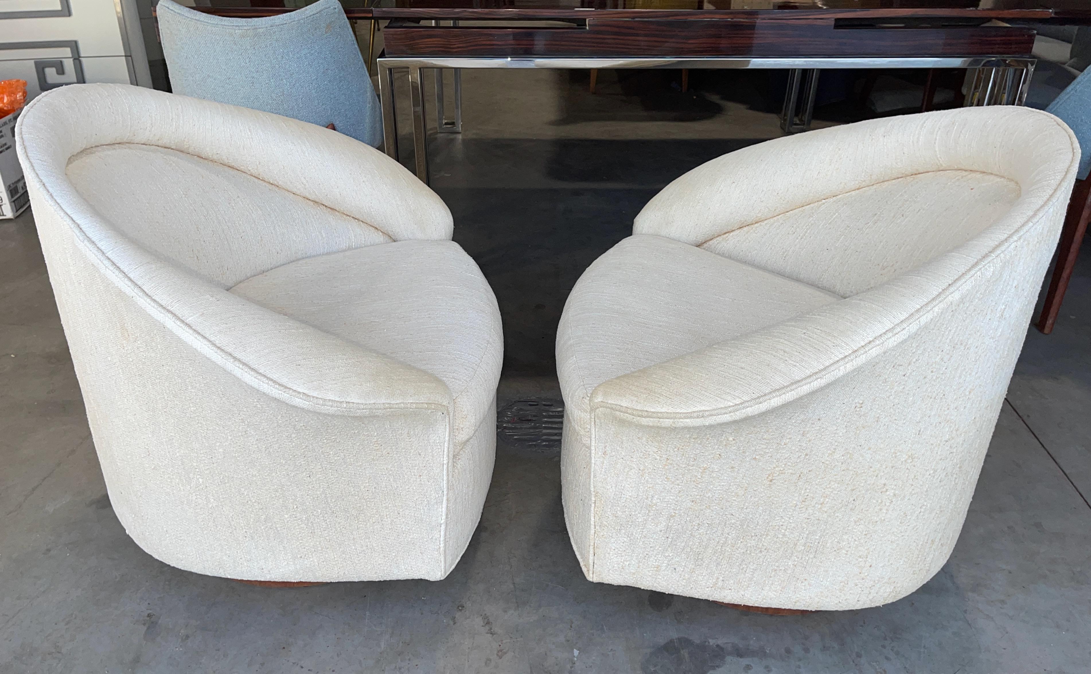 Pair of Adrian Pearsall Tilt Swivel Lounge Chairs 5