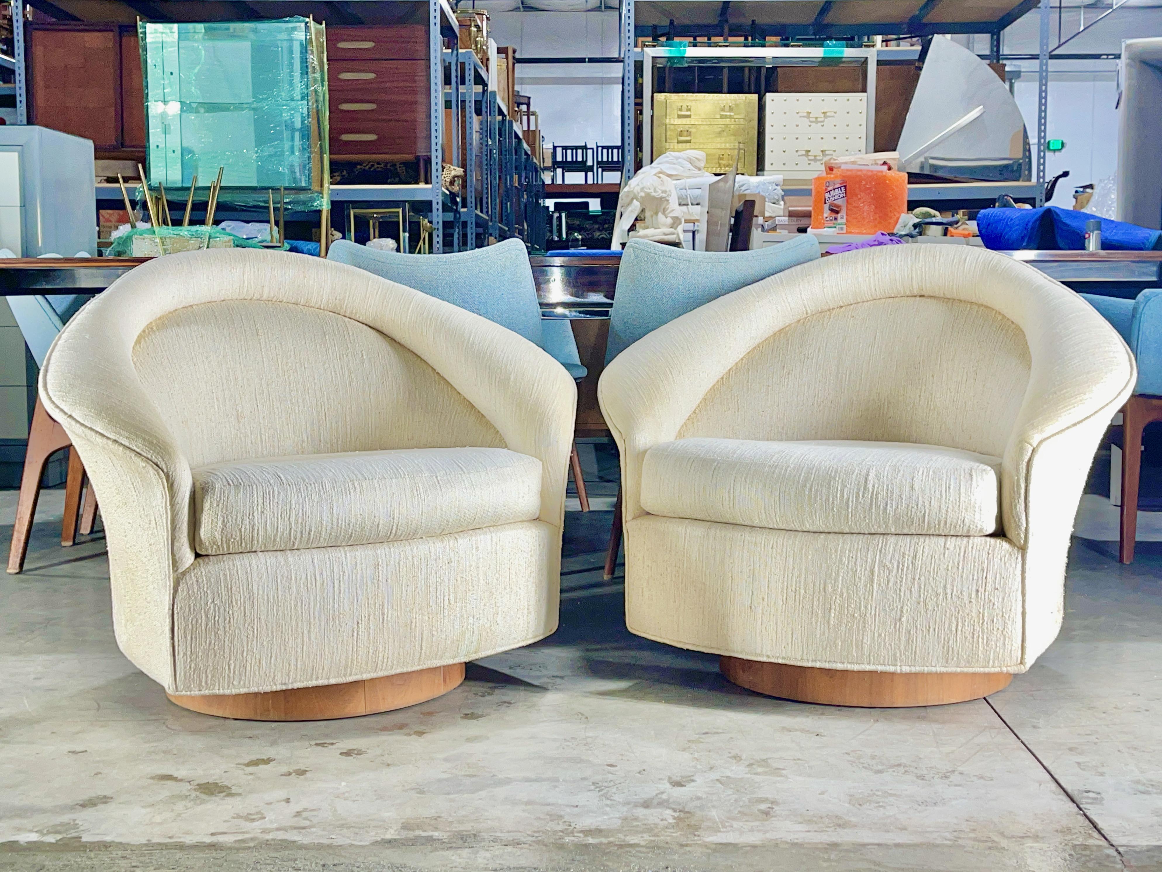 Mid-Century Modern Pair of Adrian Pearsall Tilt Swivel Lounge Chairs