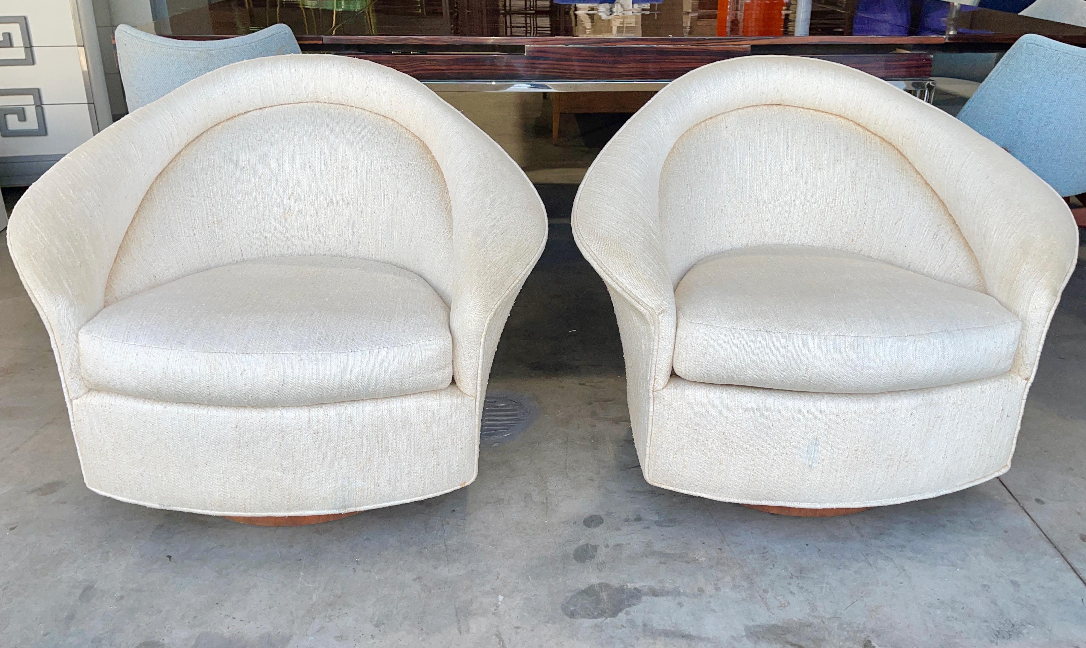 Pair of Adrian Pearsall Tilt Swivel Lounge Chairs In Good Condition In Hanover, MA