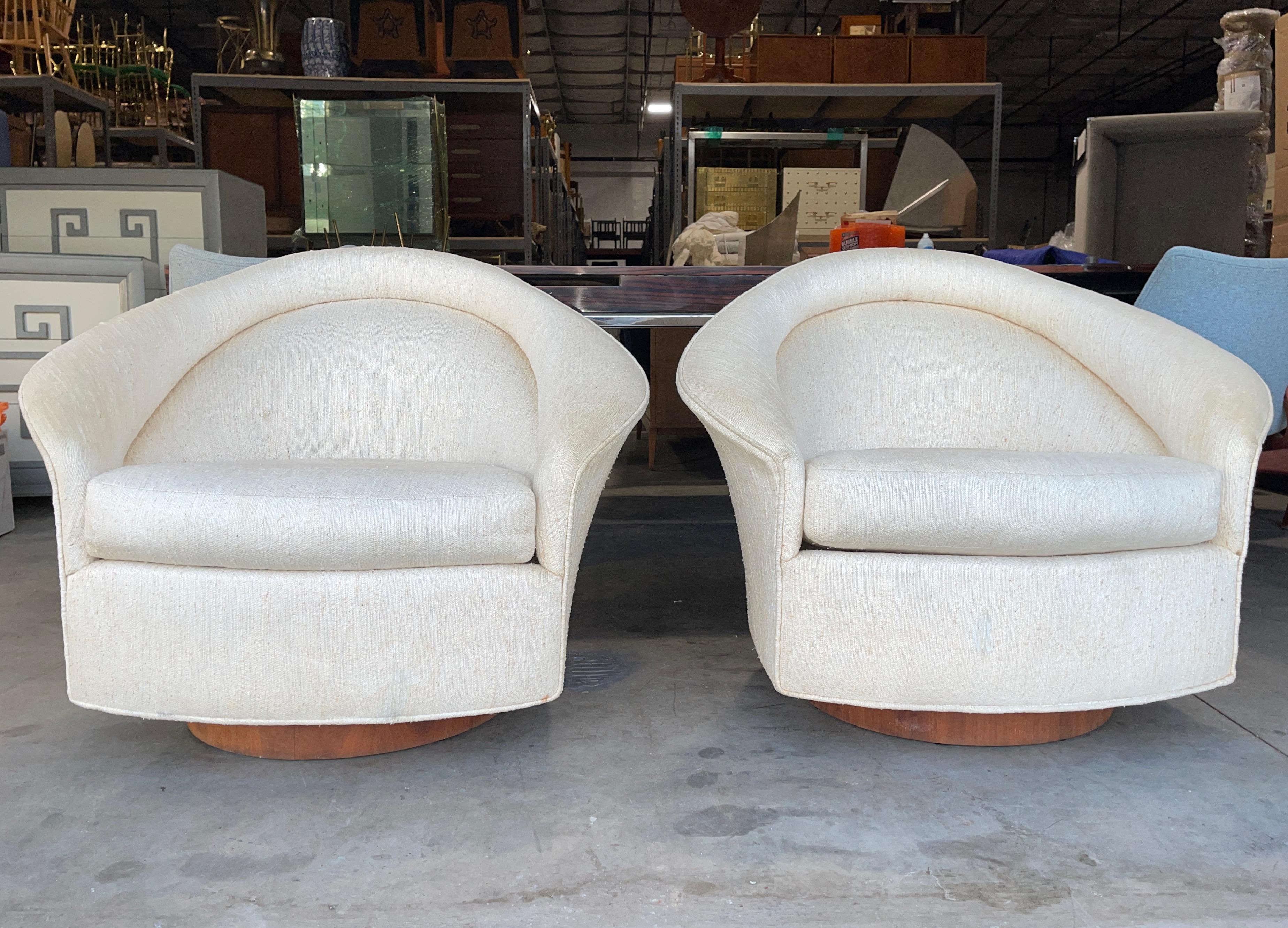 Mid-20th Century Pair of Adrian Pearsall Tilt Swivel Lounge Chairs