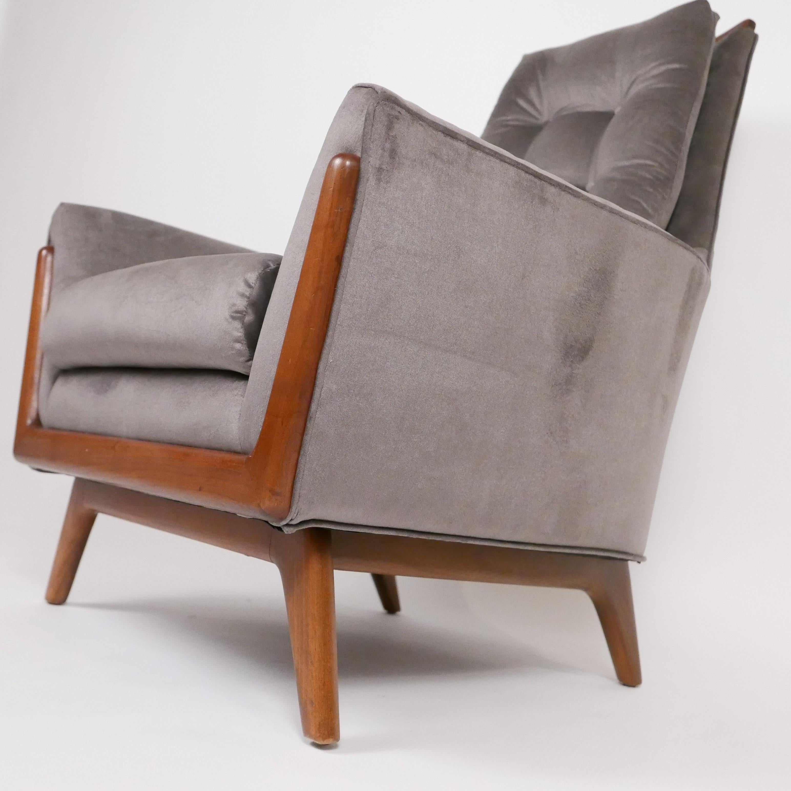 Pair of Adrian Pearsall Tufted Craft Associates Walnut Framed Lounge Chairs In Good Condition In Hudson, NY