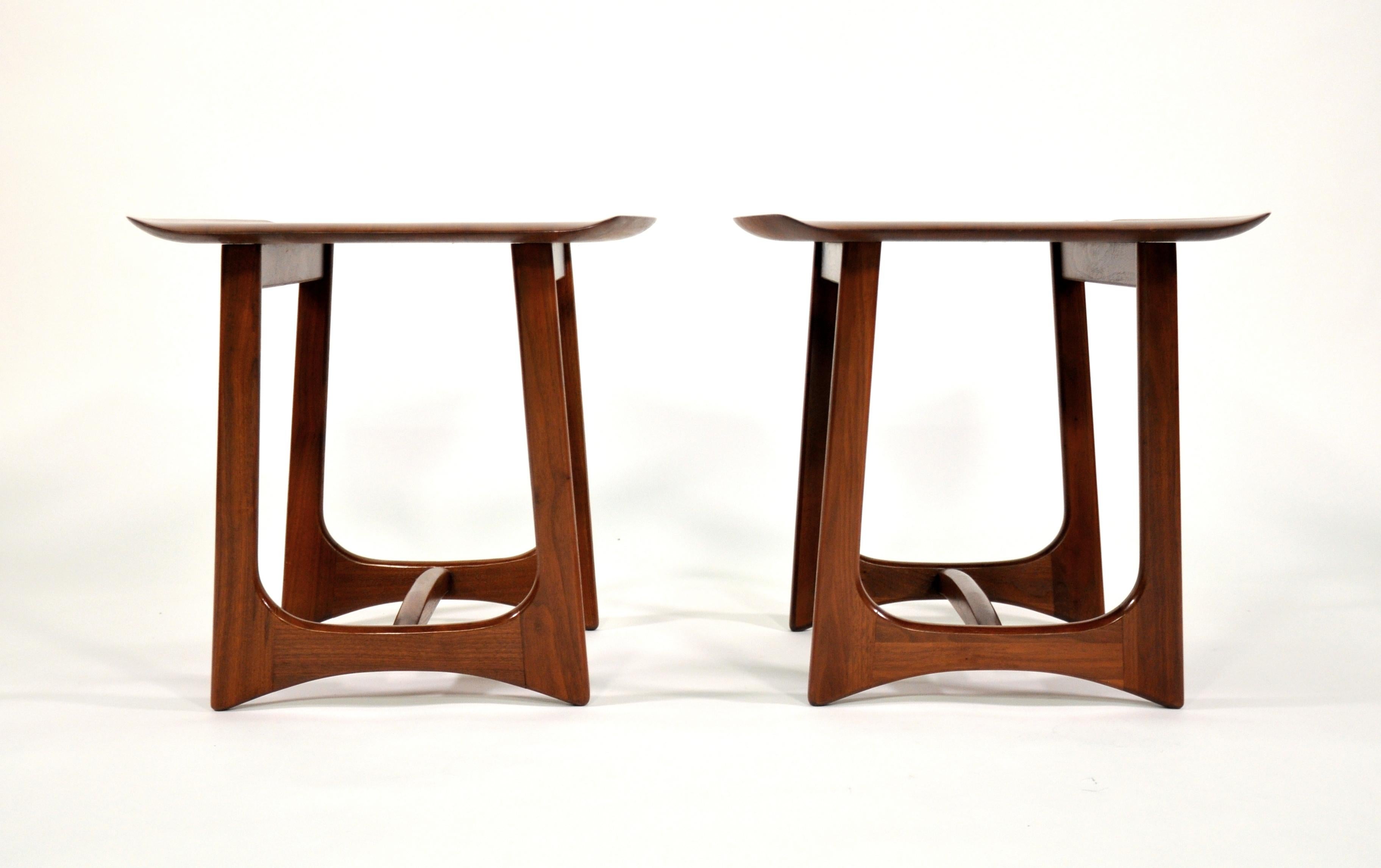 Pair of Adrian Pearsall Walnut Stingray Tables by Craft Associates, 1950s 4