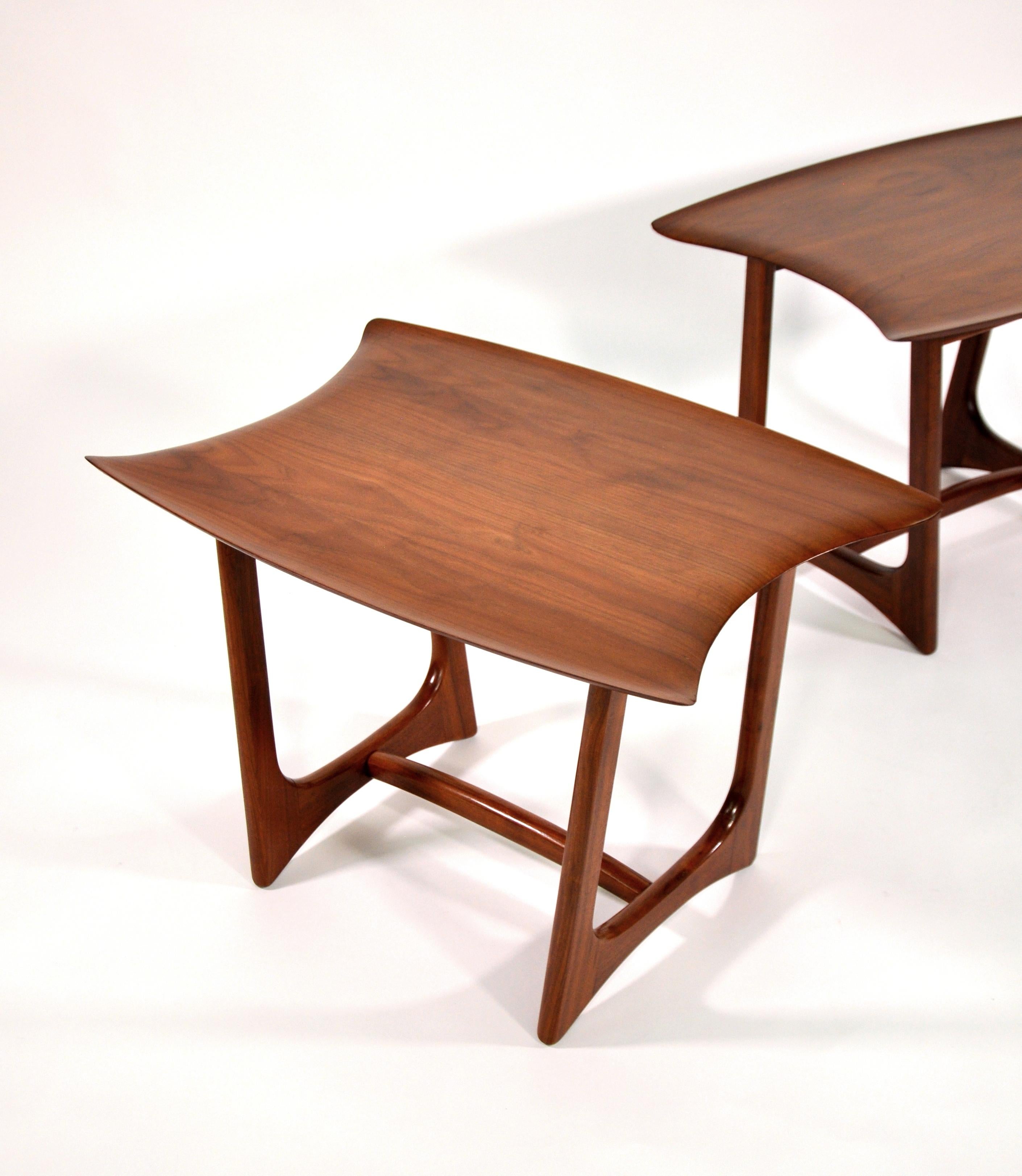 Pair of Adrian Pearsall Walnut Stingray Tables by Craft Associates, 1950s 5