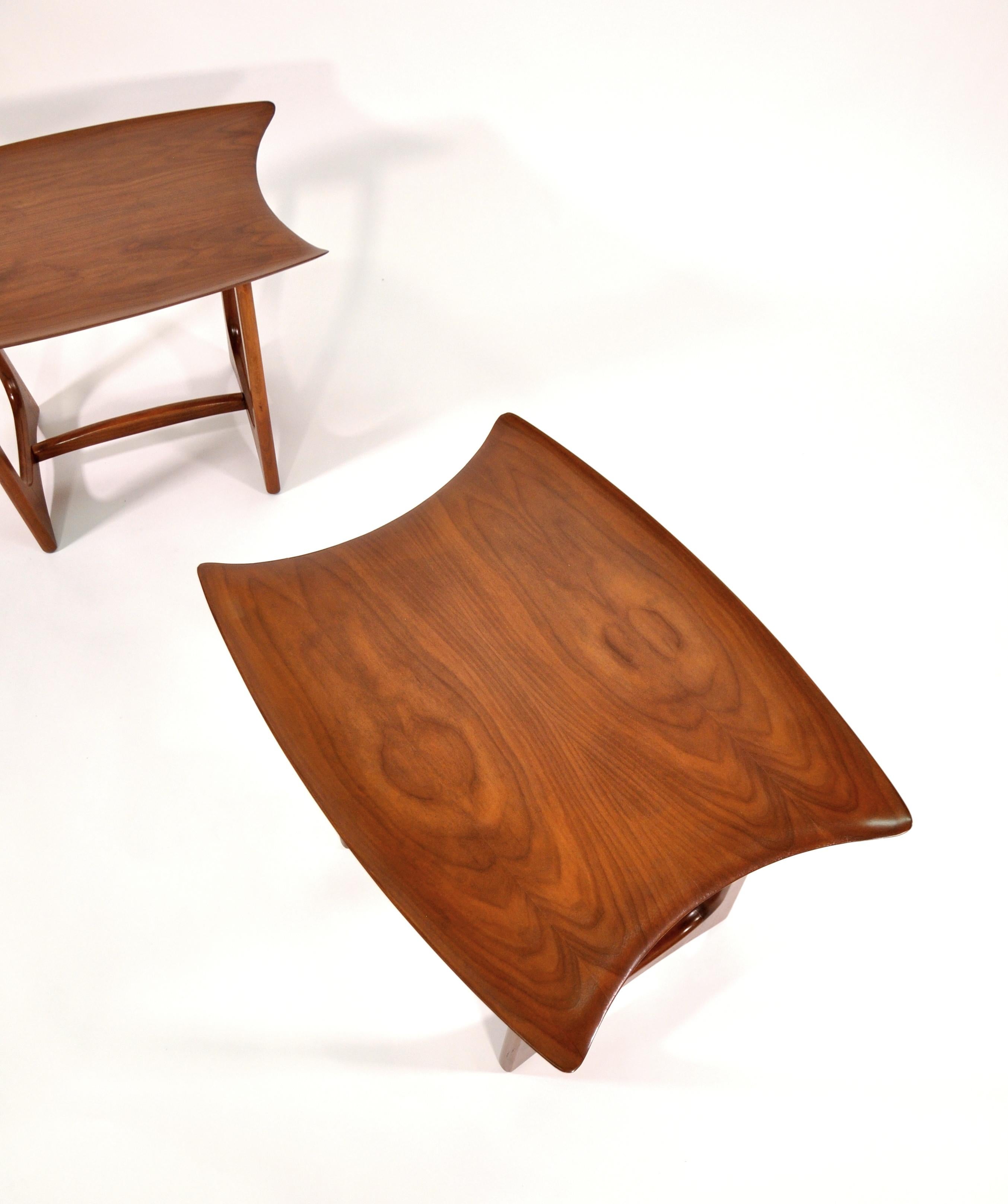Pair of Adrian Pearsall Walnut Stingray Tables by Craft Associates, 1950s 6