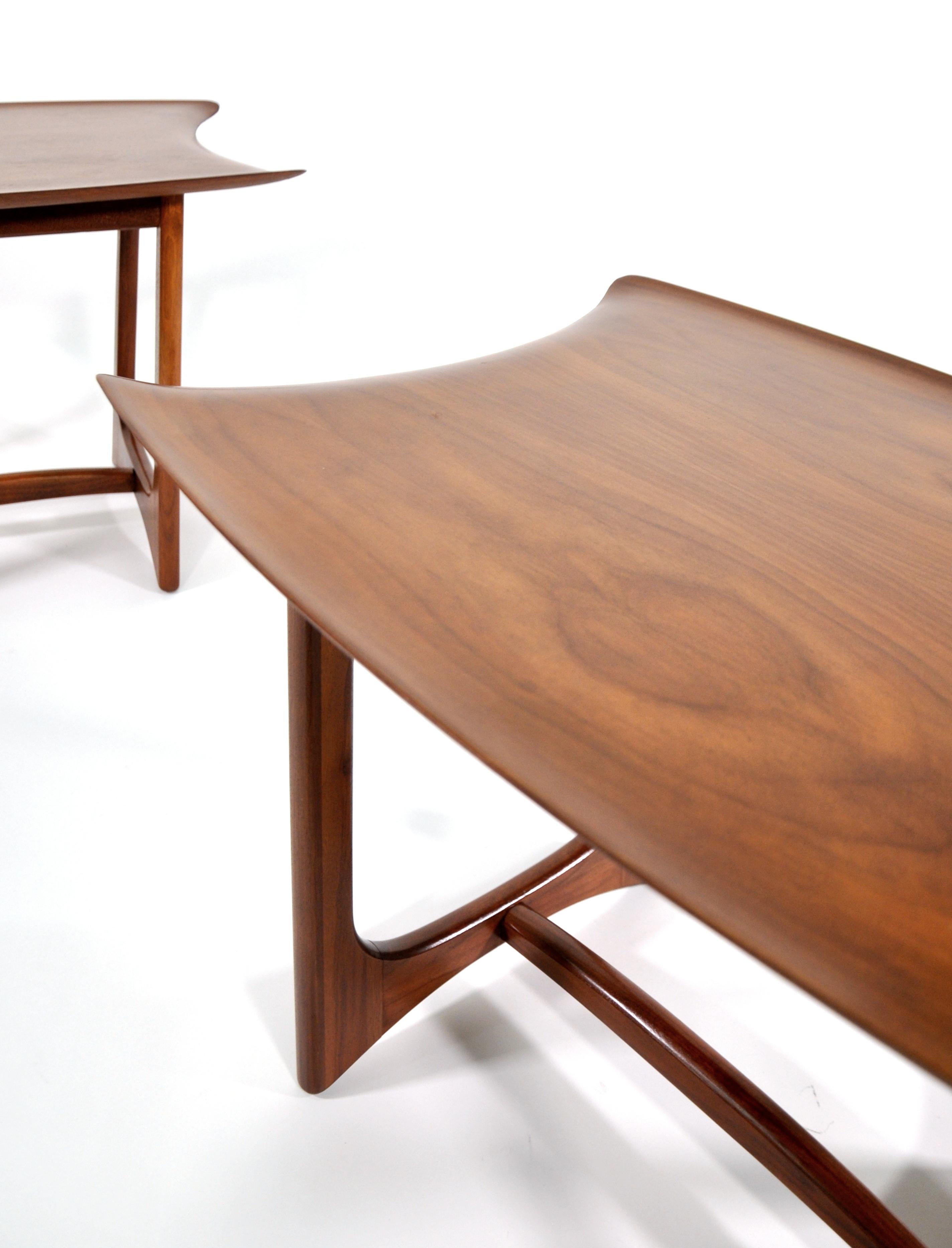 Pair of Adrian Pearsall Walnut Stingray Tables by Craft Associates, 1950s 7