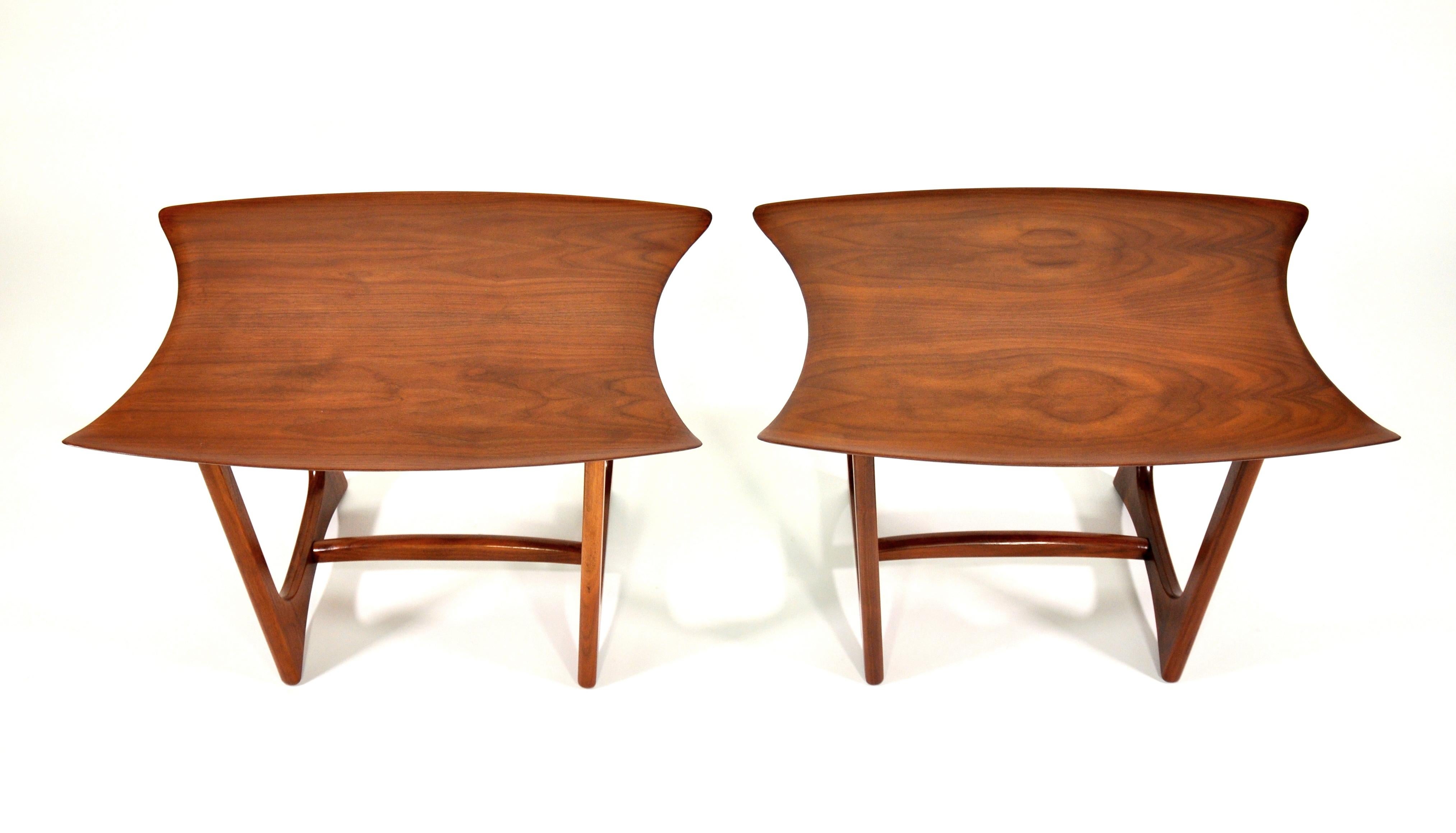 20th Century Pair of Adrian Pearsall Walnut Stingray Tables by Craft Associates, 1950s