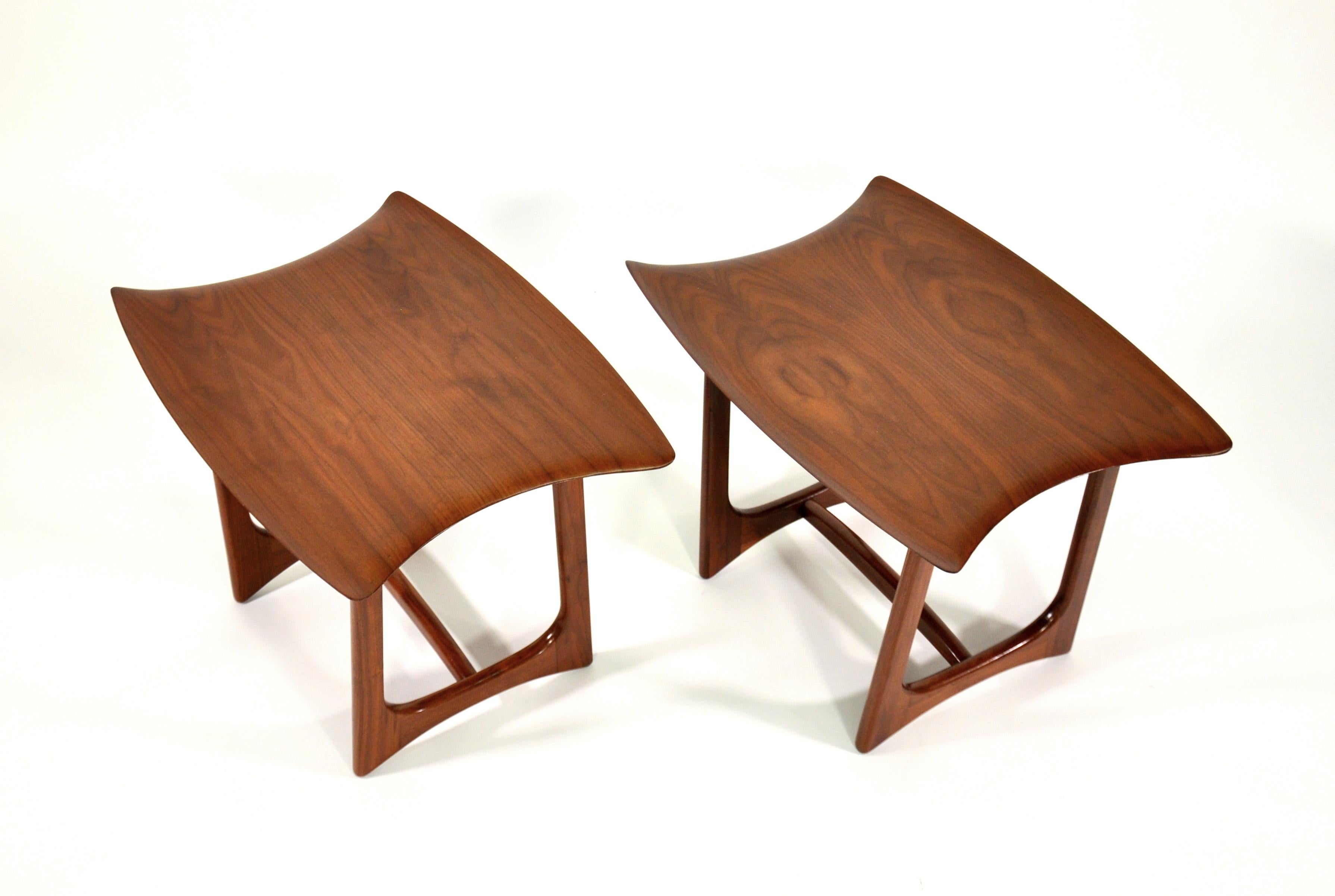 Pair of Adrian Pearsall Walnut Stingray Tables by Craft Associates, 1950s 2