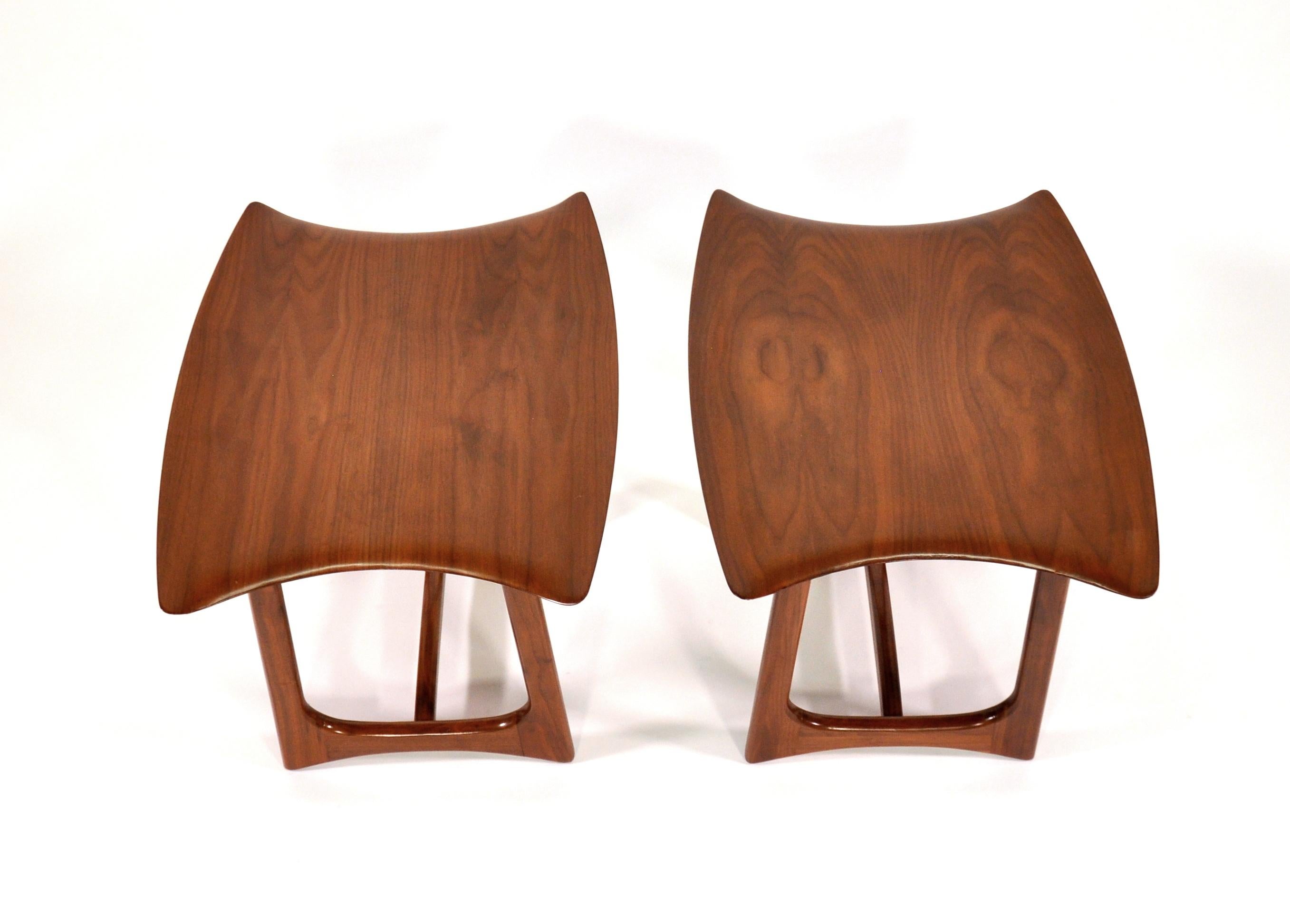 Pair of Adrian Pearsall Walnut Stingray Tables by Craft Associates, 1950s 3