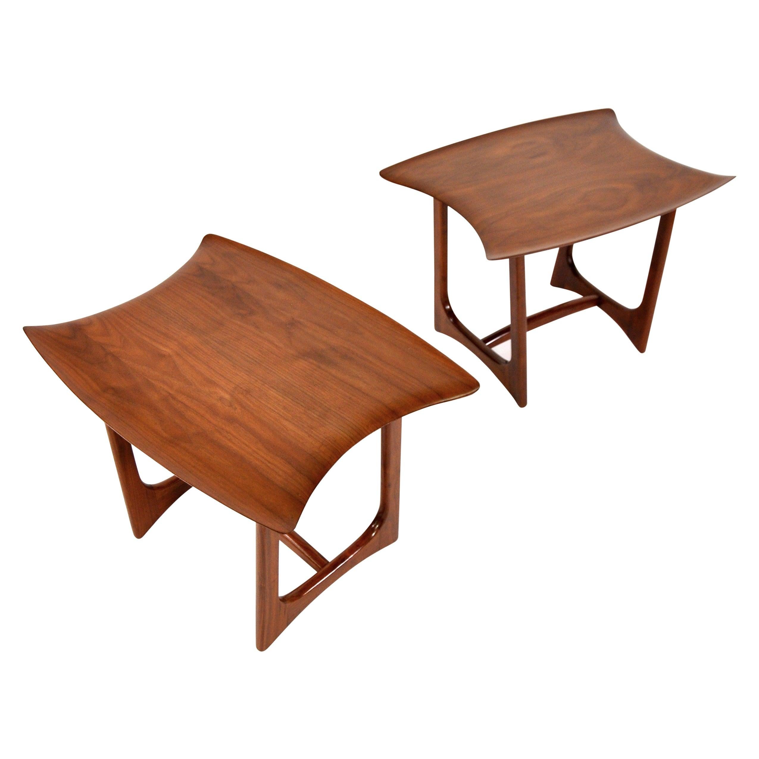Pair of Adrian Pearsall Walnut Stingray Tables by Craft Associates, 1950s