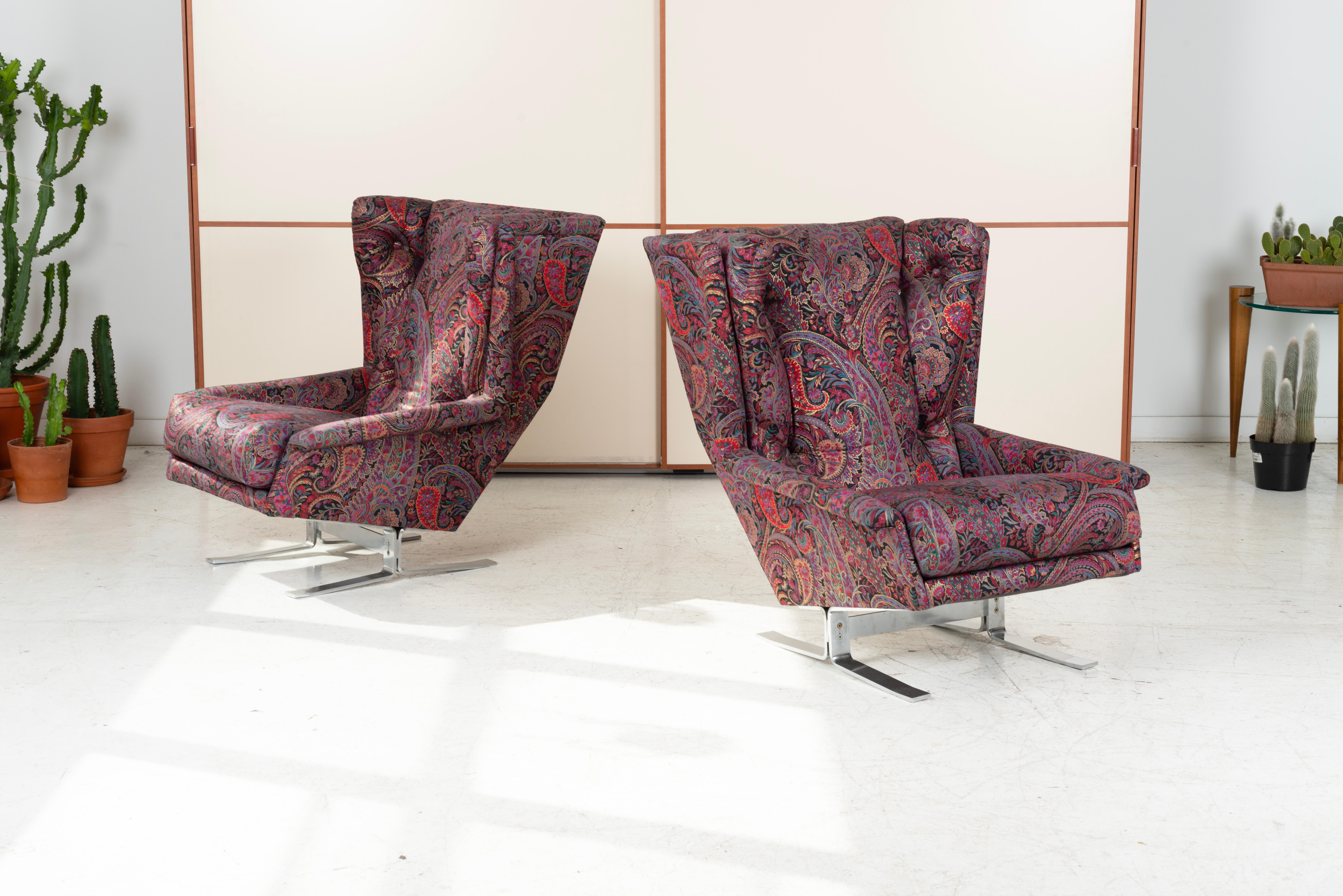 American Pair of Adrian Pearsall Wingback Lounge Chairs For Sale