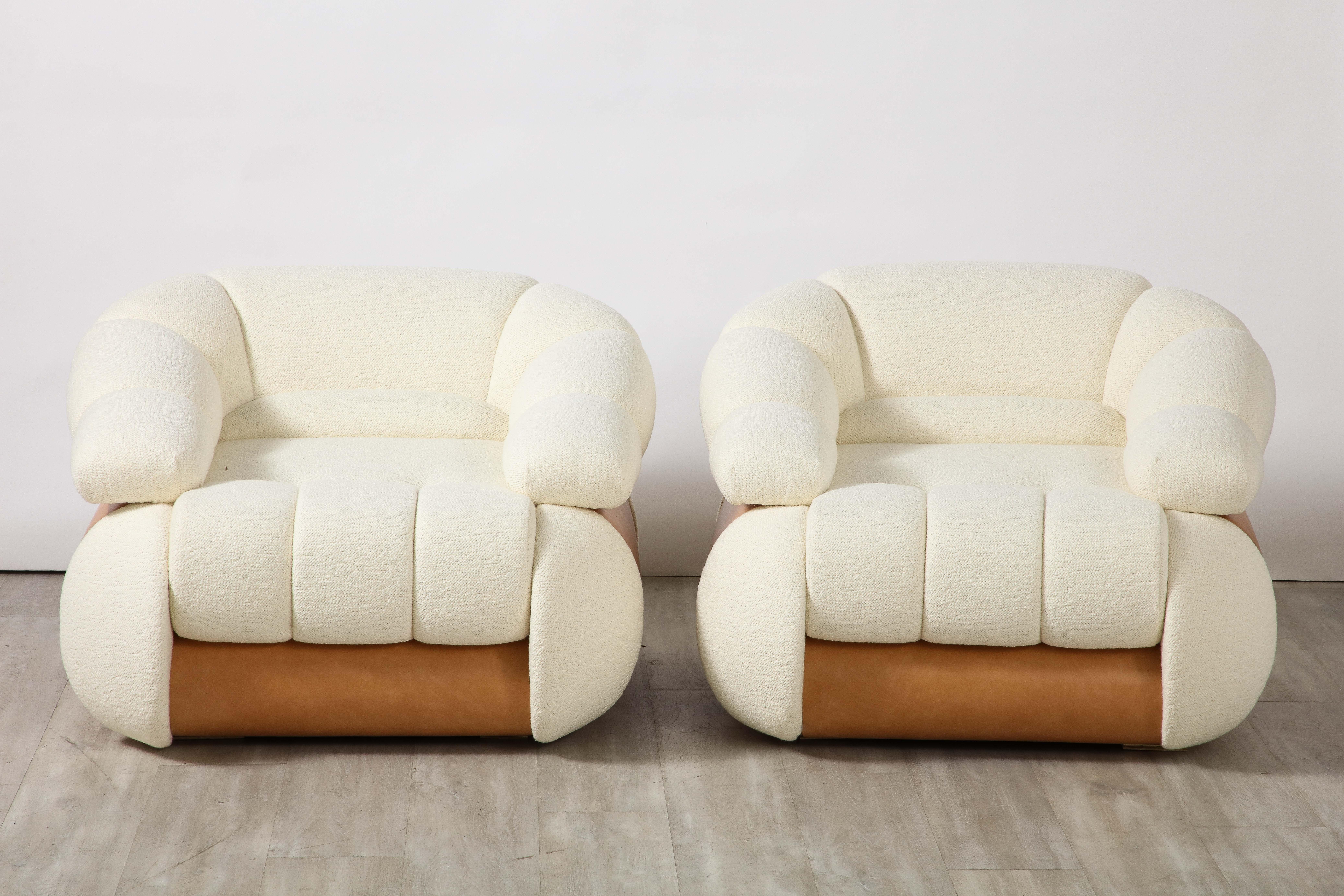 Pair of Adriano Piazzesi Italian 1970's Lounge Chairs In Good Condition For Sale In New York, NY