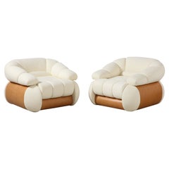 Paire de fauteuils de salon italiens Adriano Piazzesi des années 1970