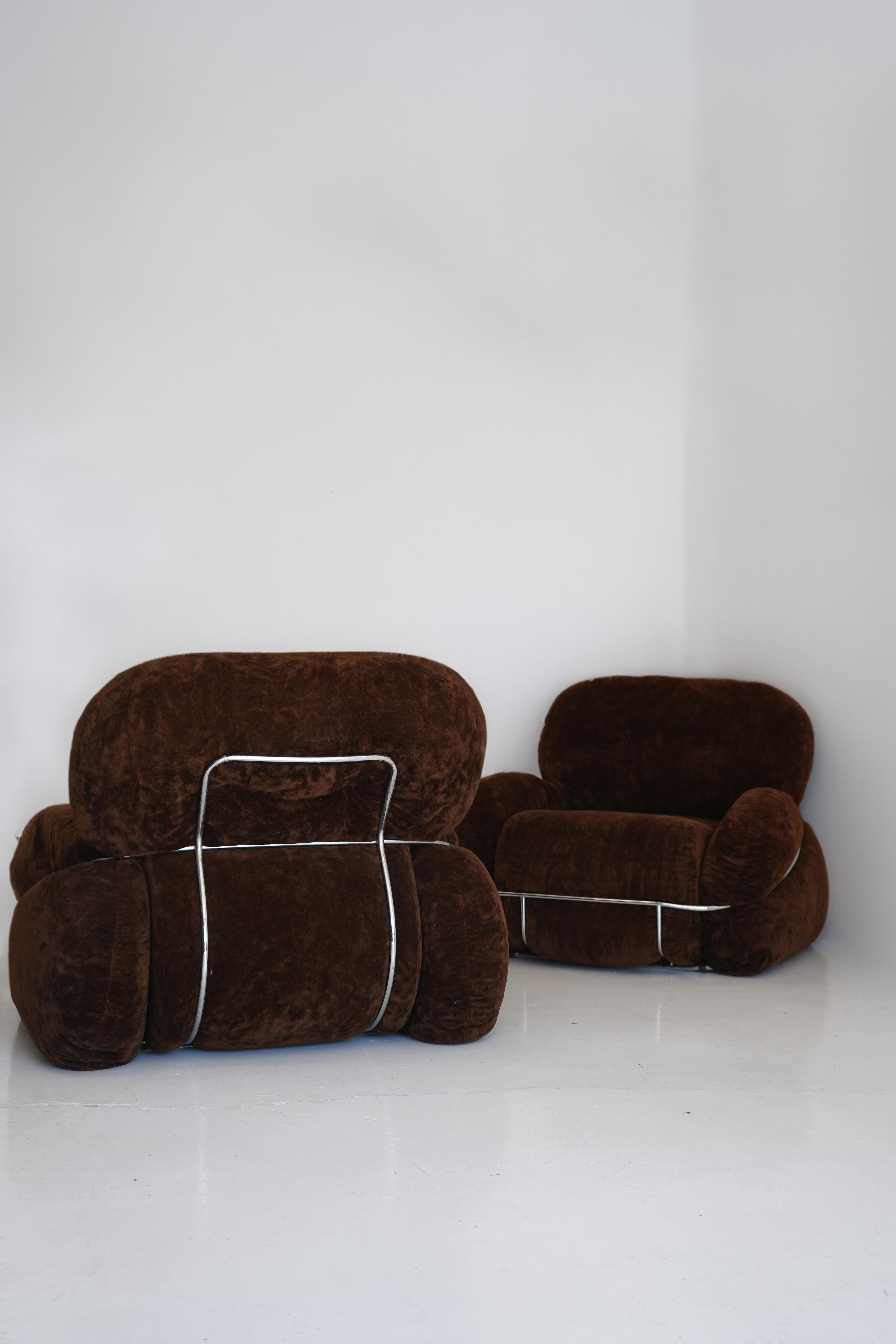 Space Age Pair of Okay Chairs by Adriano Piazzesi , Italy 1970s For Sale