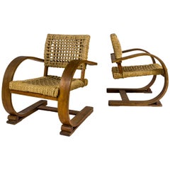 Pair of Adrien Audoux and Frida Minet Armchairs for Vibo, France, circa 1940