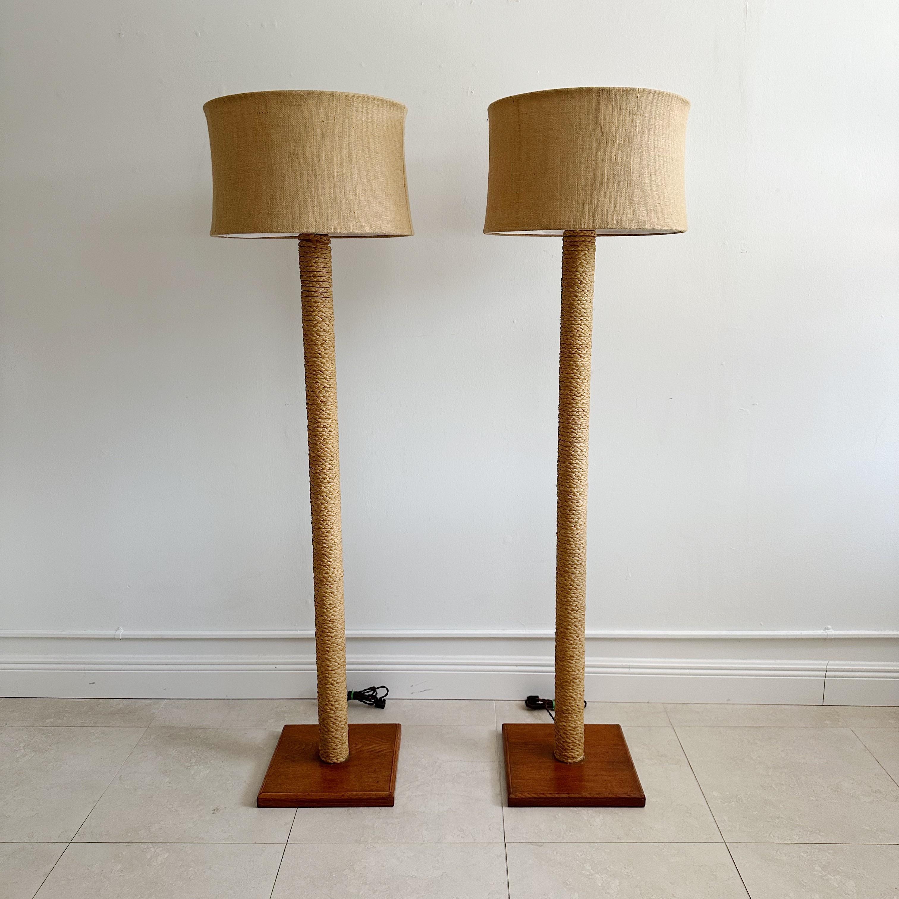 Pair of Adrien Audoux and Frida Minet Modern Rope Floor Lamps, France, 1950s For Sale 4