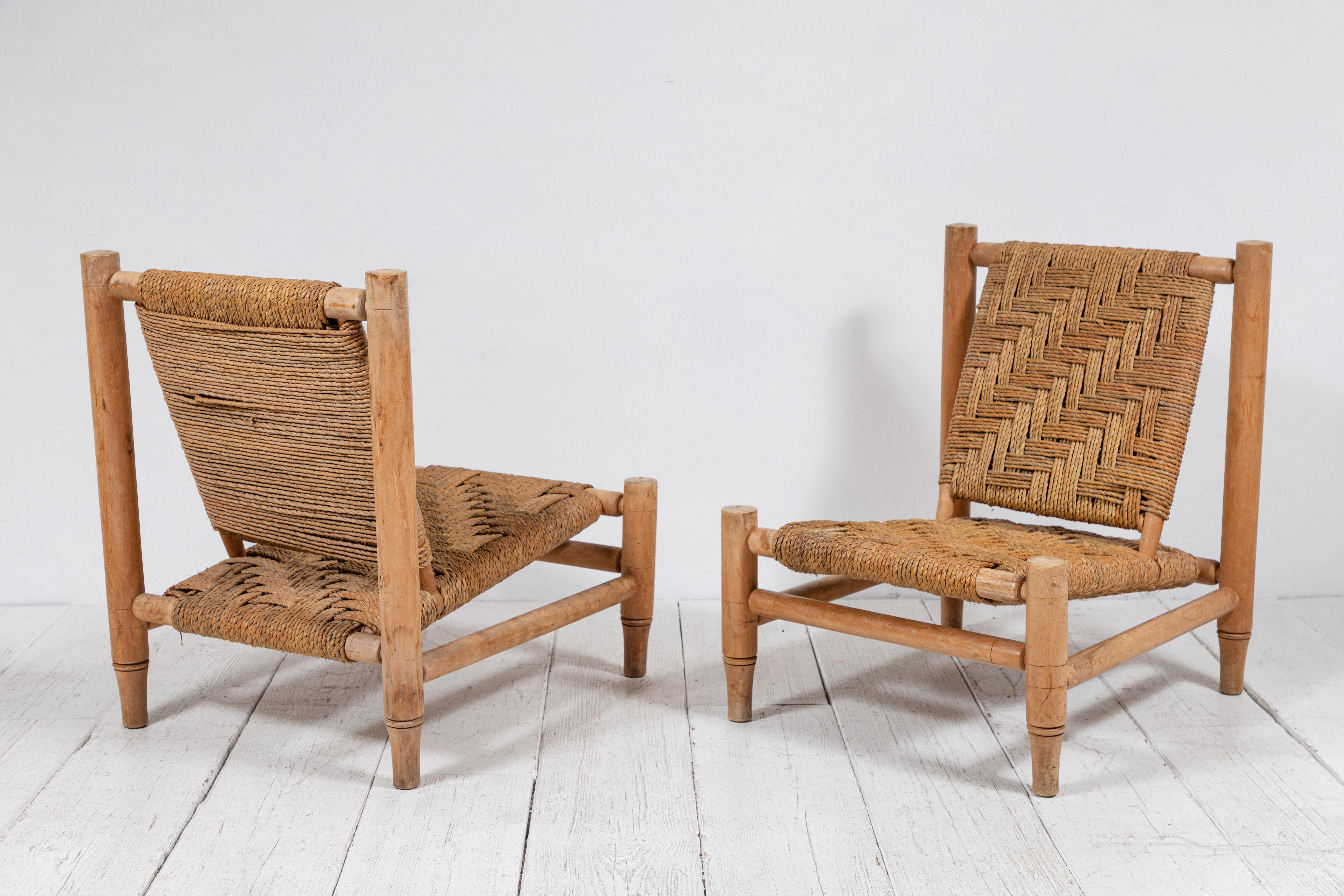 Pair of Adrien Audoux & Frida Minet Rope Chairs In Good Condition In Los Angeles, CA