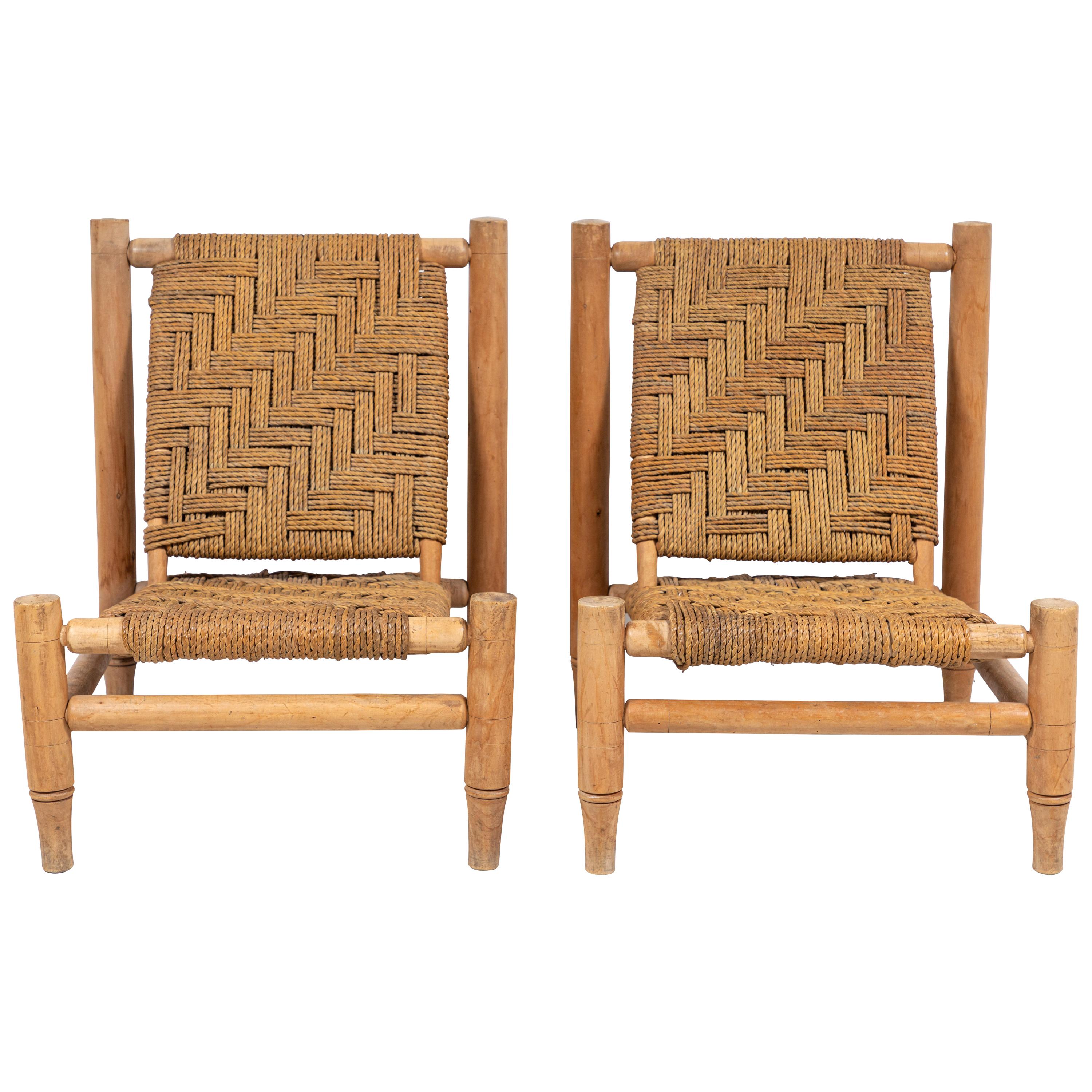 Pair of Adrien Audoux & Frida Minet Rope Chairs