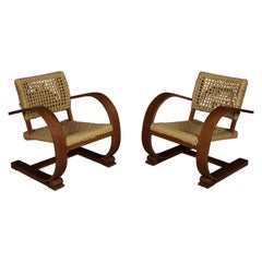 Pair of Adrien Audoux & Frida Minet Rope Easy Chairs from France, circa 1940