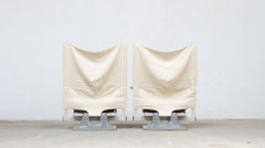 Pair of AEO Lounge Chairs by Paolo Deganello for Cassina in Cognac Leather, 70's