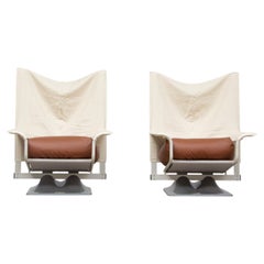 Pair of AEO Lounge Chairs by Paolo Deganello for Cassina in Cognac Leather, 70's