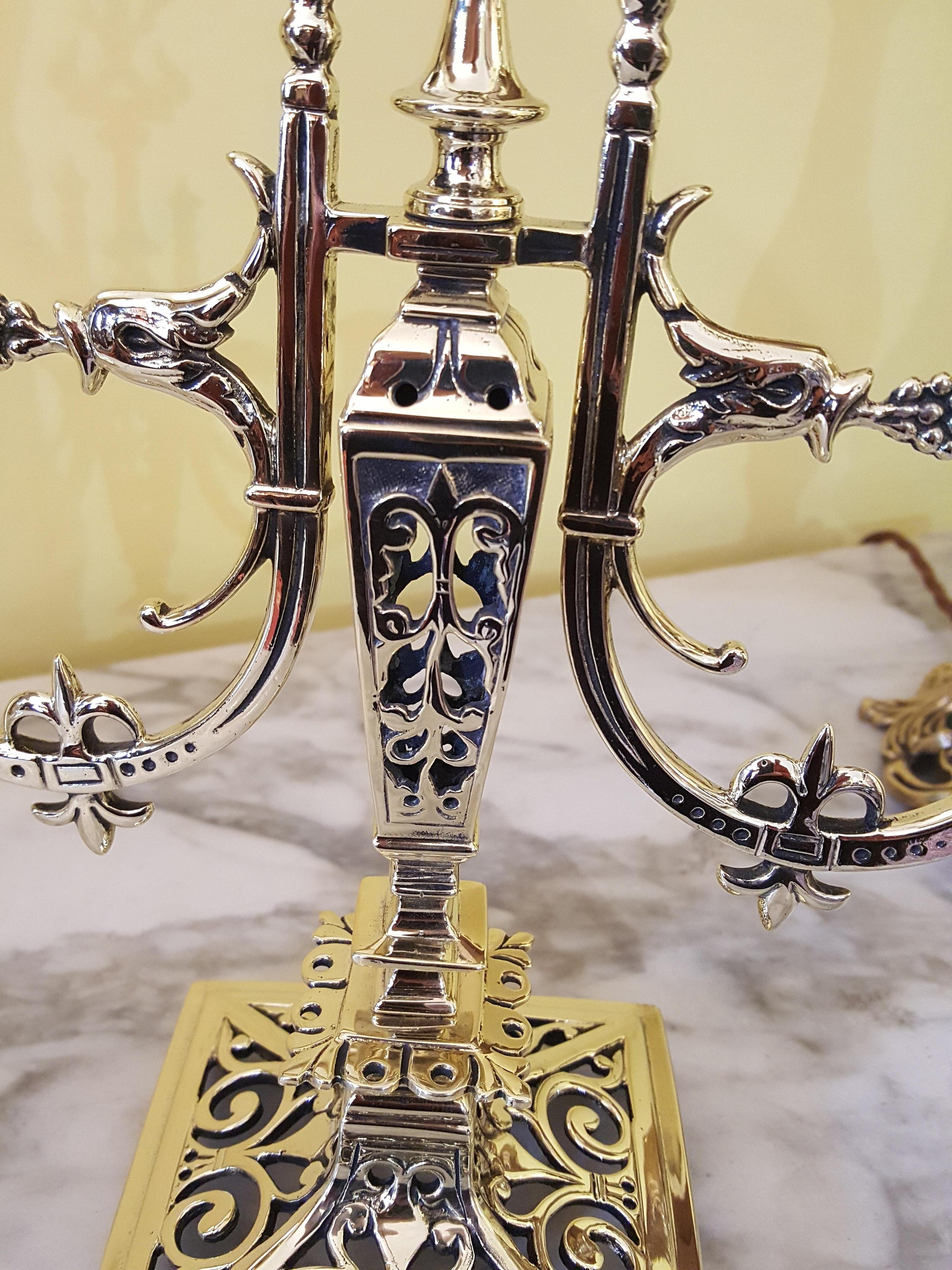 Pair of Aesthetic Brass Candelabra In Good Condition In Altrincham, Cheshire