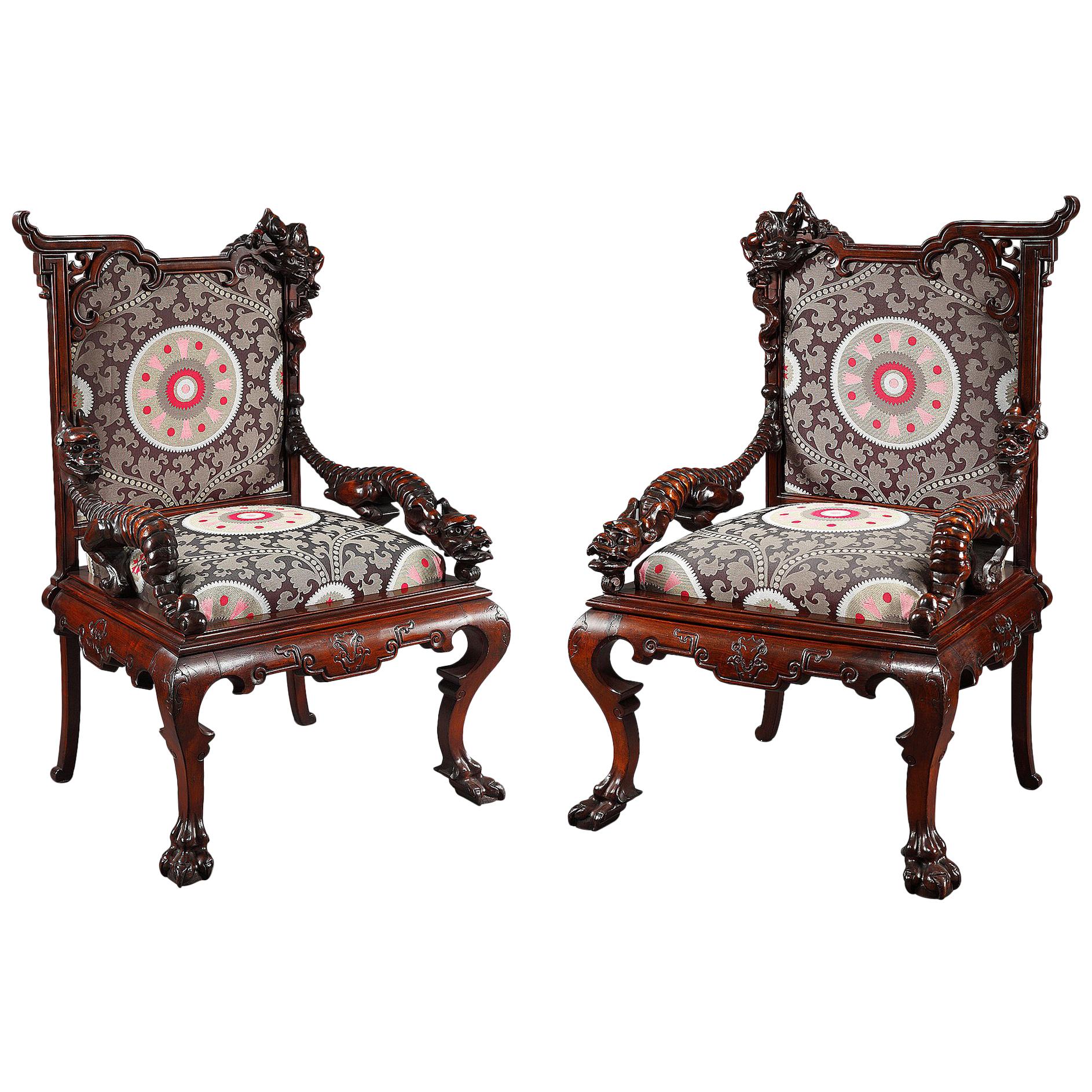 Pair of Aesthetic Movement Armchairs Attributed to G.Viardot, France, Circa 1880 For Sale