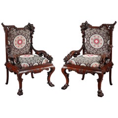 Pair of Aesthetic Movement Armchairs Attributed to G.Viardot, France, Circa 1880