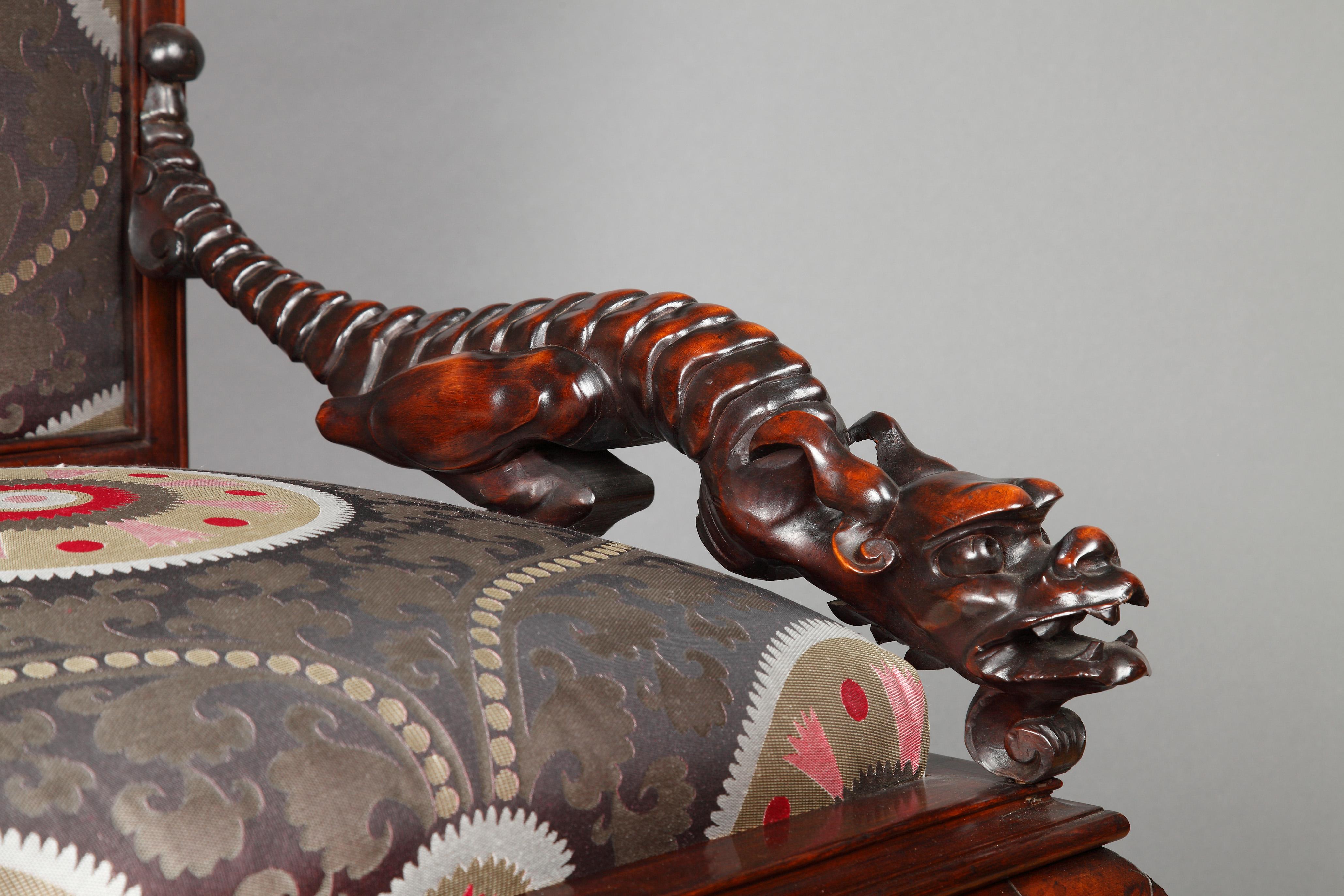 Fine XIX secolo Coppia di poltrone Aesthetic Movement attribuite a G.Viardot, Francia, circa 1880 in vendita