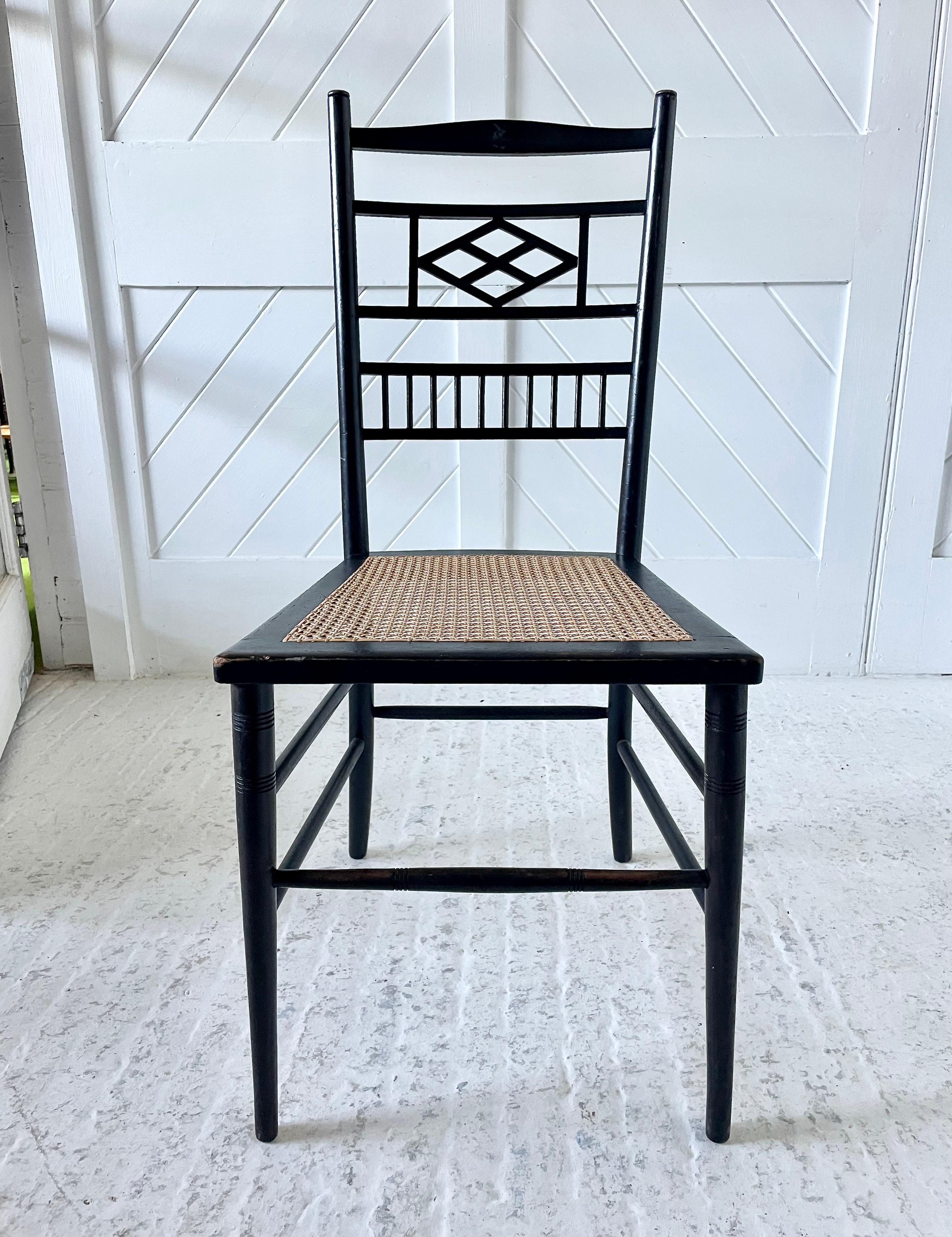 English Pair of Aesthetic Movement Ebonised side chairs For Sale