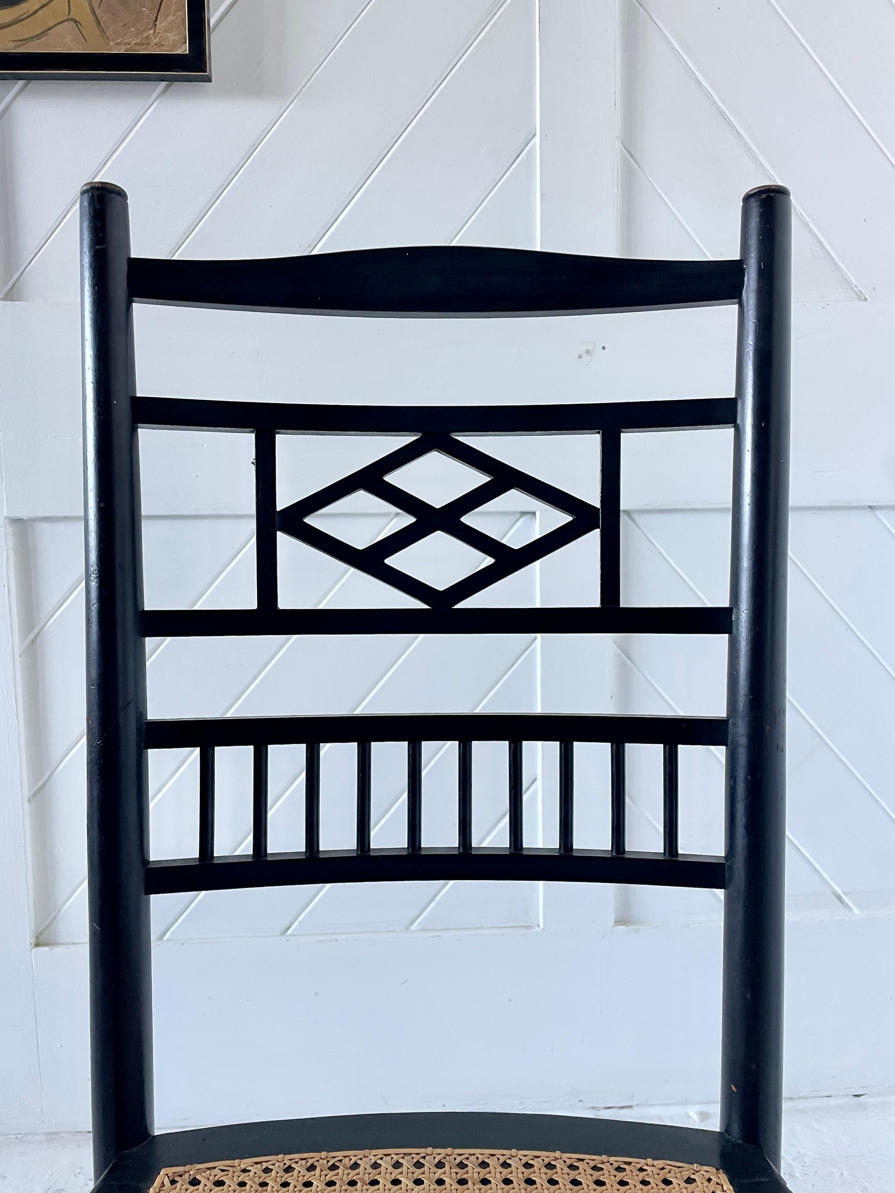 Pair of Aesthetic Movement Ebonised side chairs In Good Condition For Sale In Petworth, GB