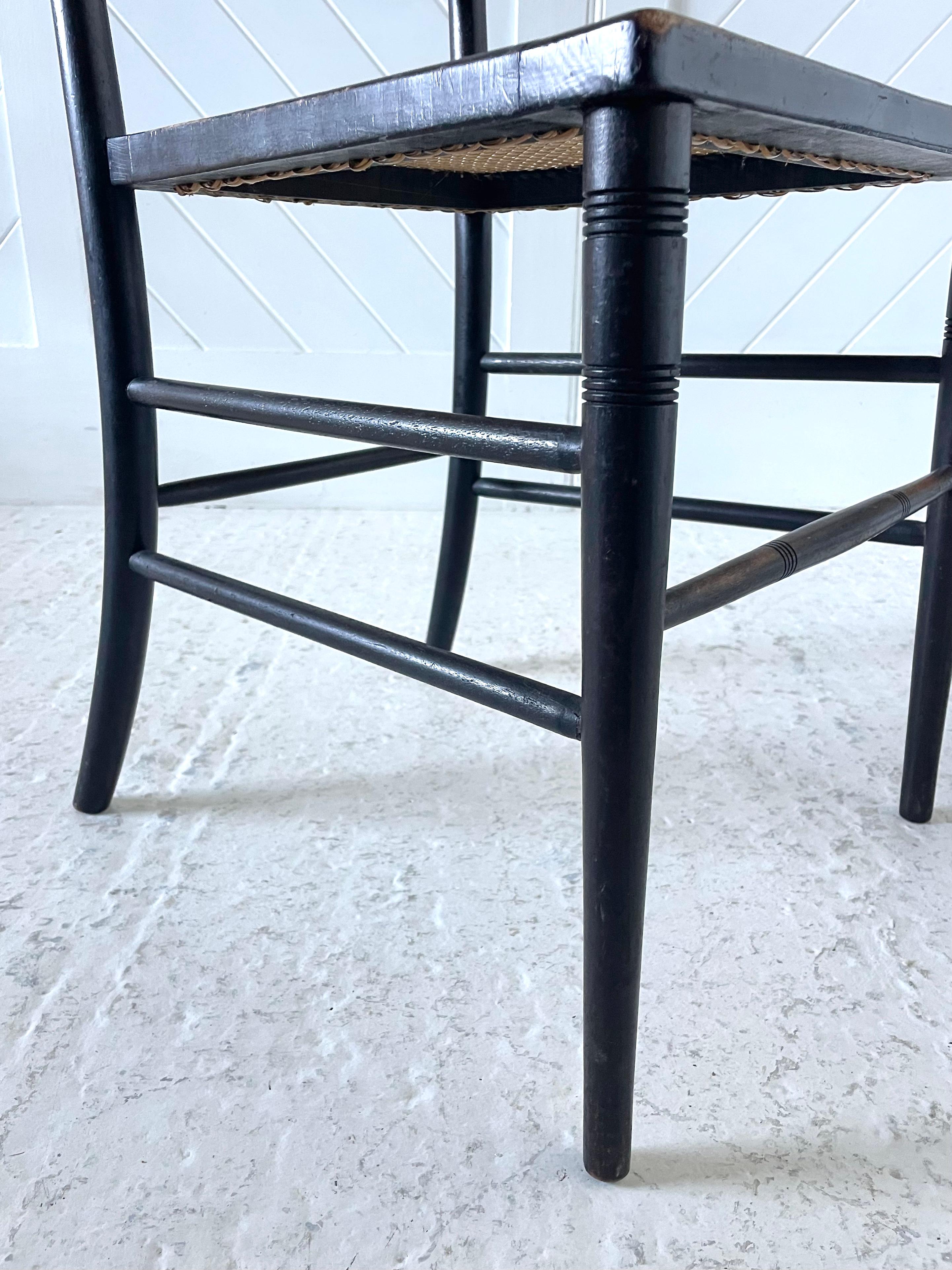 Beech Pair of Aesthetic Movement Ebonised side chairs For Sale