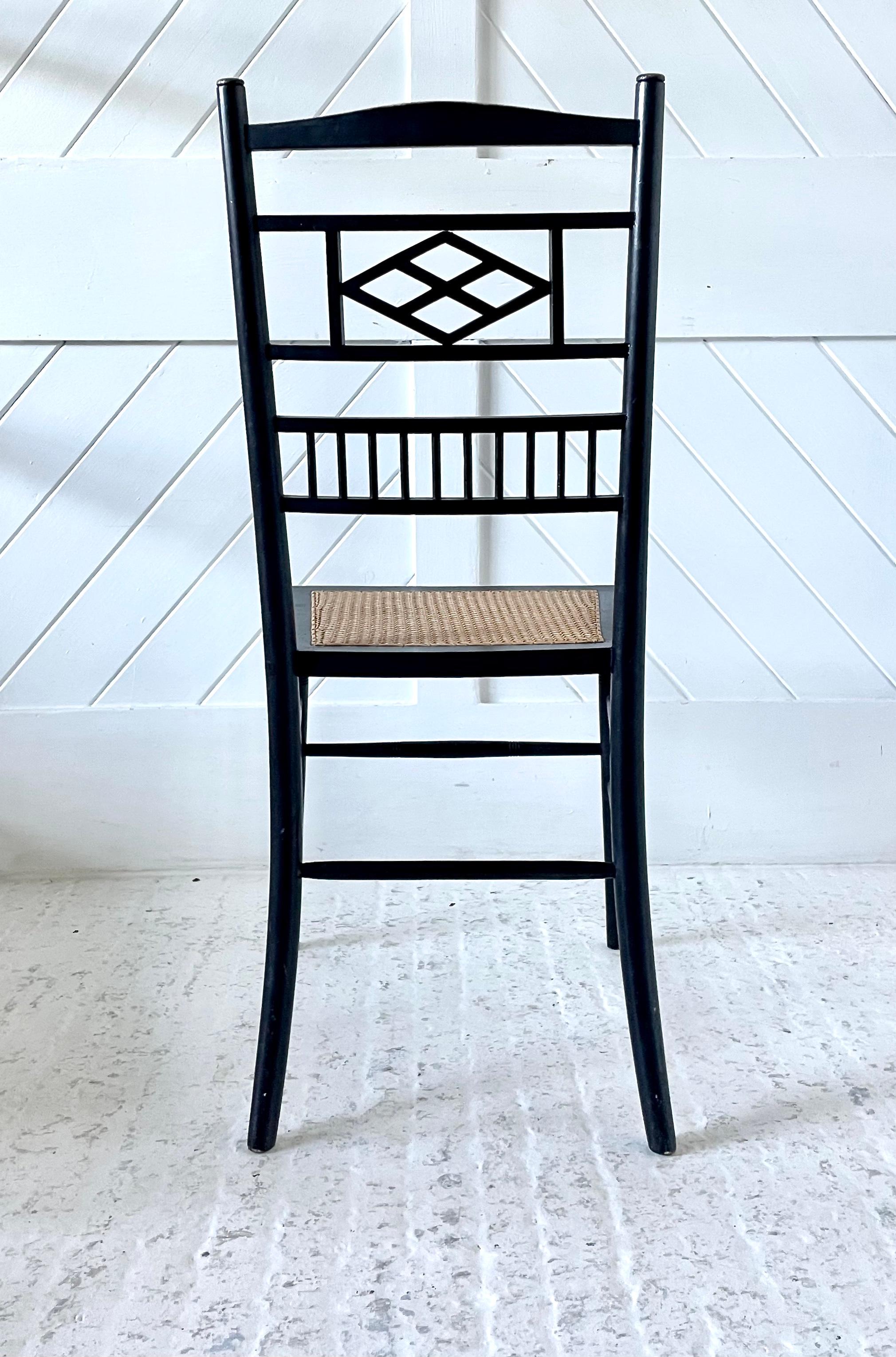 Pair of Aesthetic Movement Ebonised side chairs For Sale 1