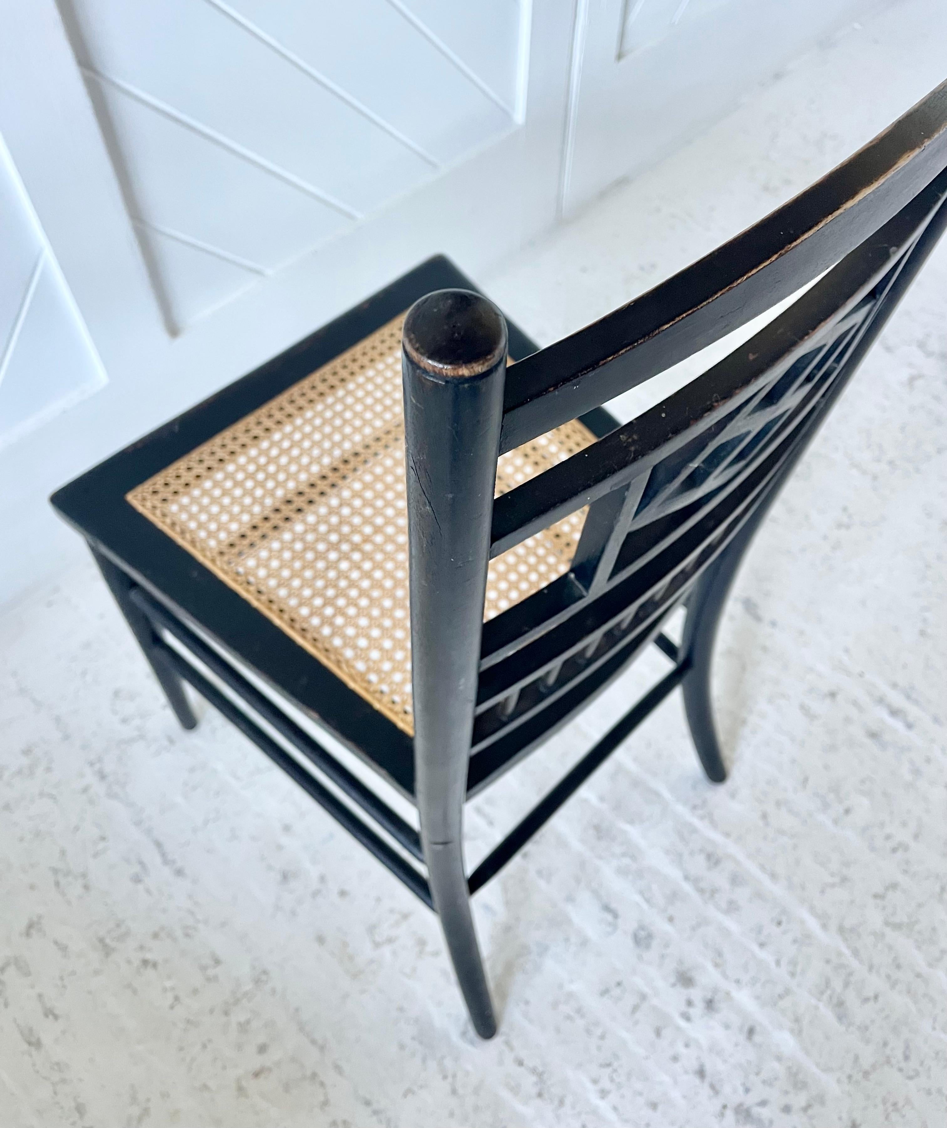 Pair of Aesthetic Movement Ebonised side chairs For Sale 2