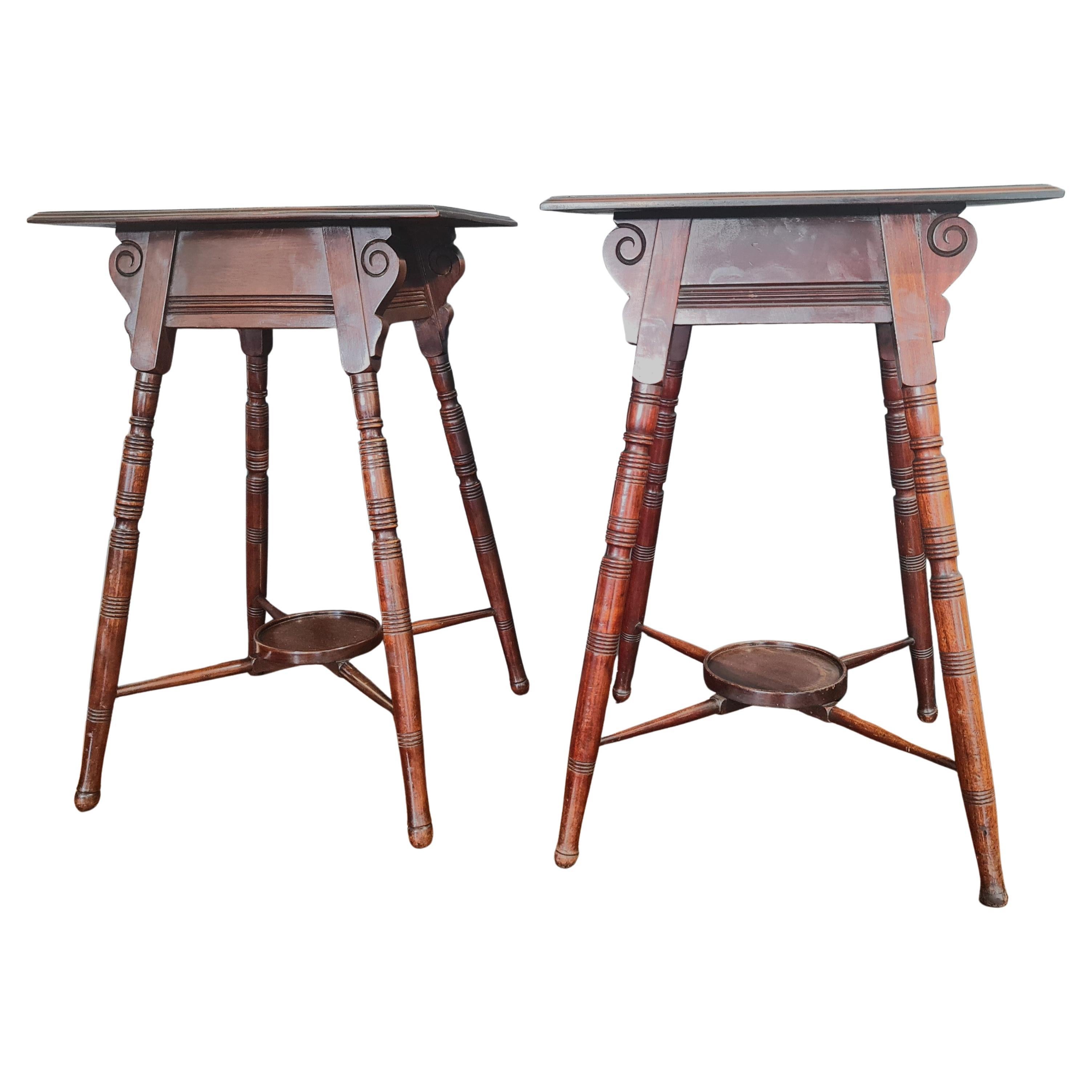 Pair of Aesthetic Movement mahogany occasional tables