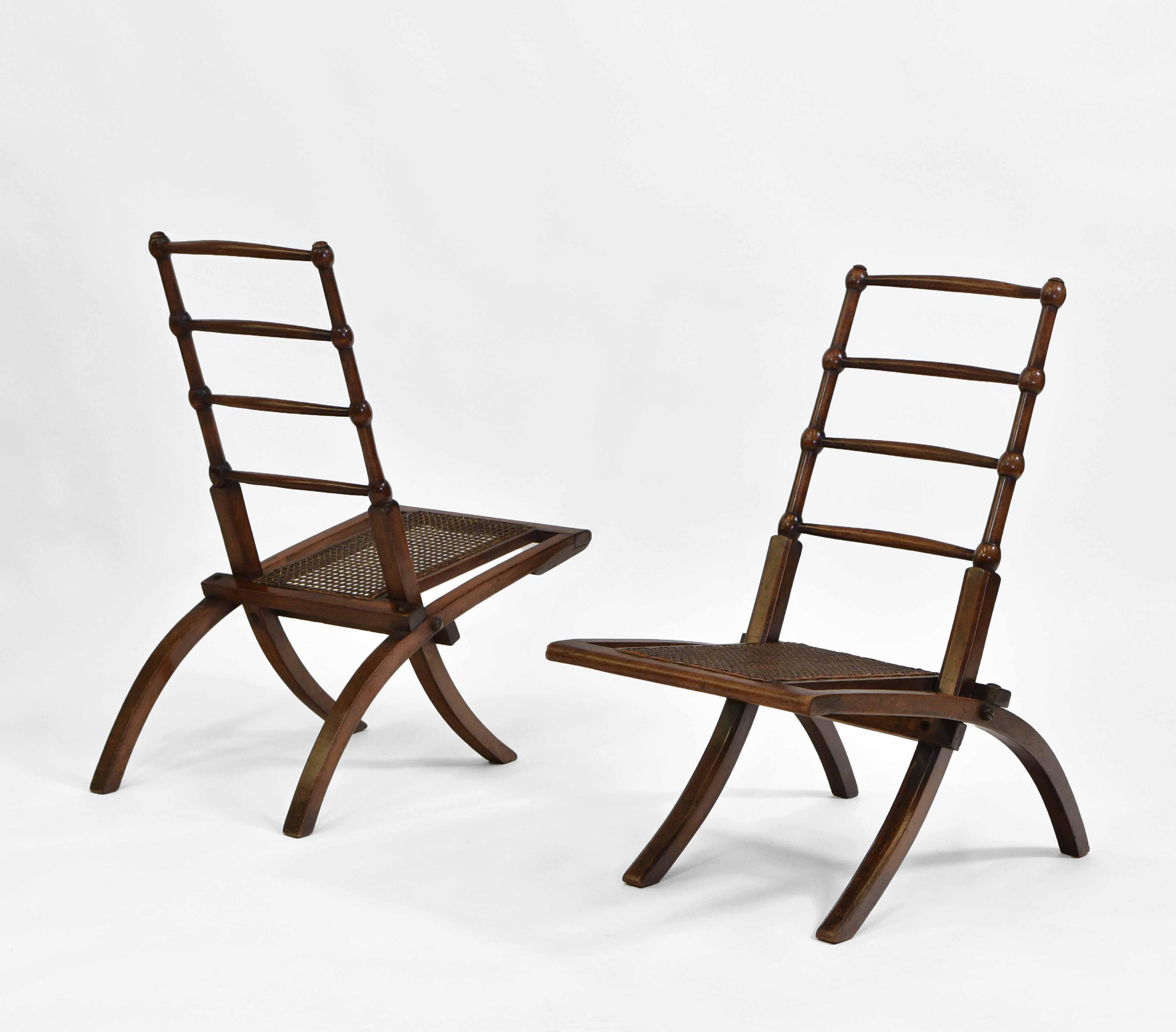 Pair of Aesthetic Movement Small Folding Chairs E.W Godwin Manner For Sale 2