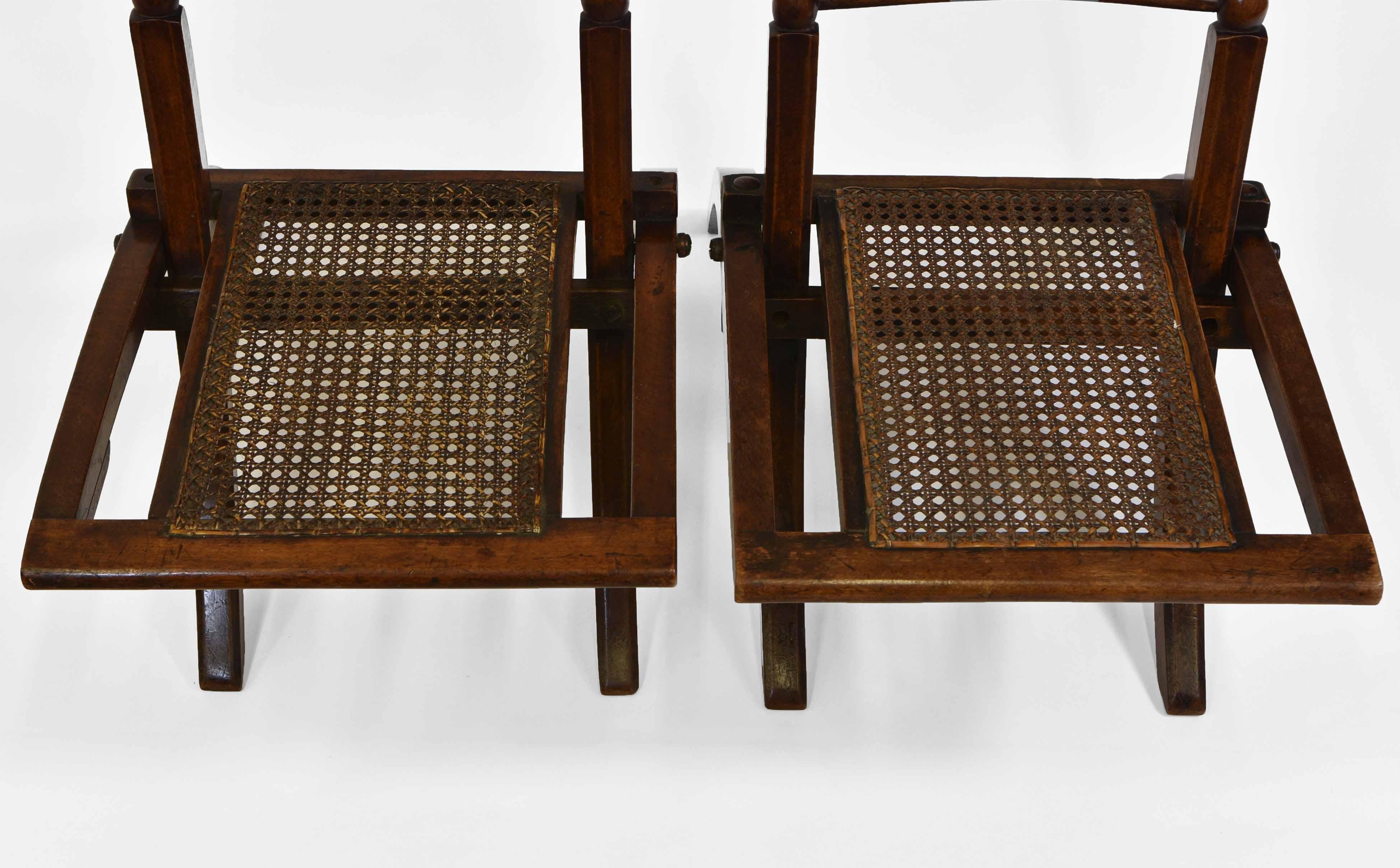 Pair of Aesthetic Movement Small Folding Chairs E.W Godwin Manner In Good Condition For Sale In Norwich, GB