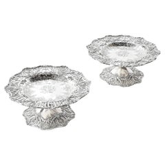 Pair of Aesthetic Movement Sterling Silver Tazas signed Hardy & Hayes Co.