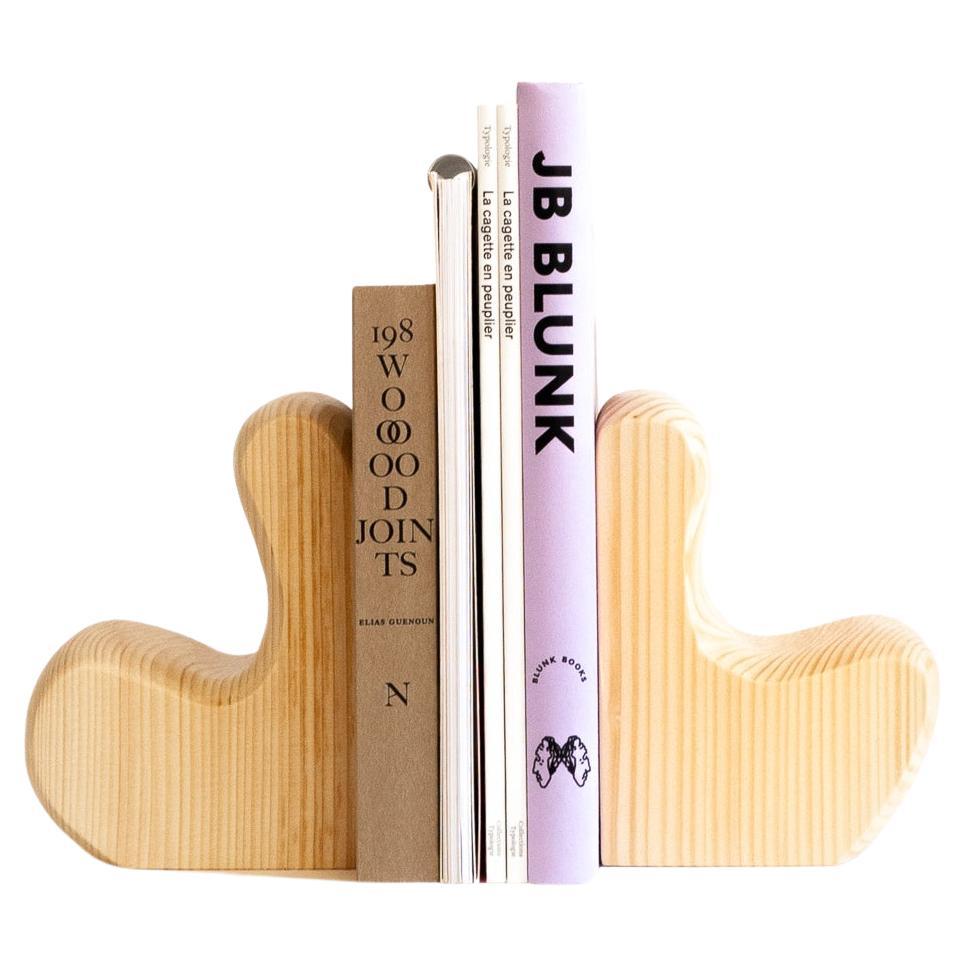 AFFINITÉS bookends, pine wood, handmade in France, OROS Edition  For Sale
