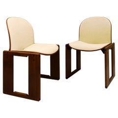 Pair of Afra and Tobia Scarpa "Dialogo" Chairs for B&B Italia, Walnut, 1973