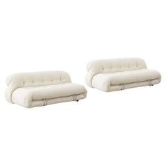 Pair of Afra and Tobia Scarpa Soriana Two-Seater Sofas for Cassina, Italy 1970s