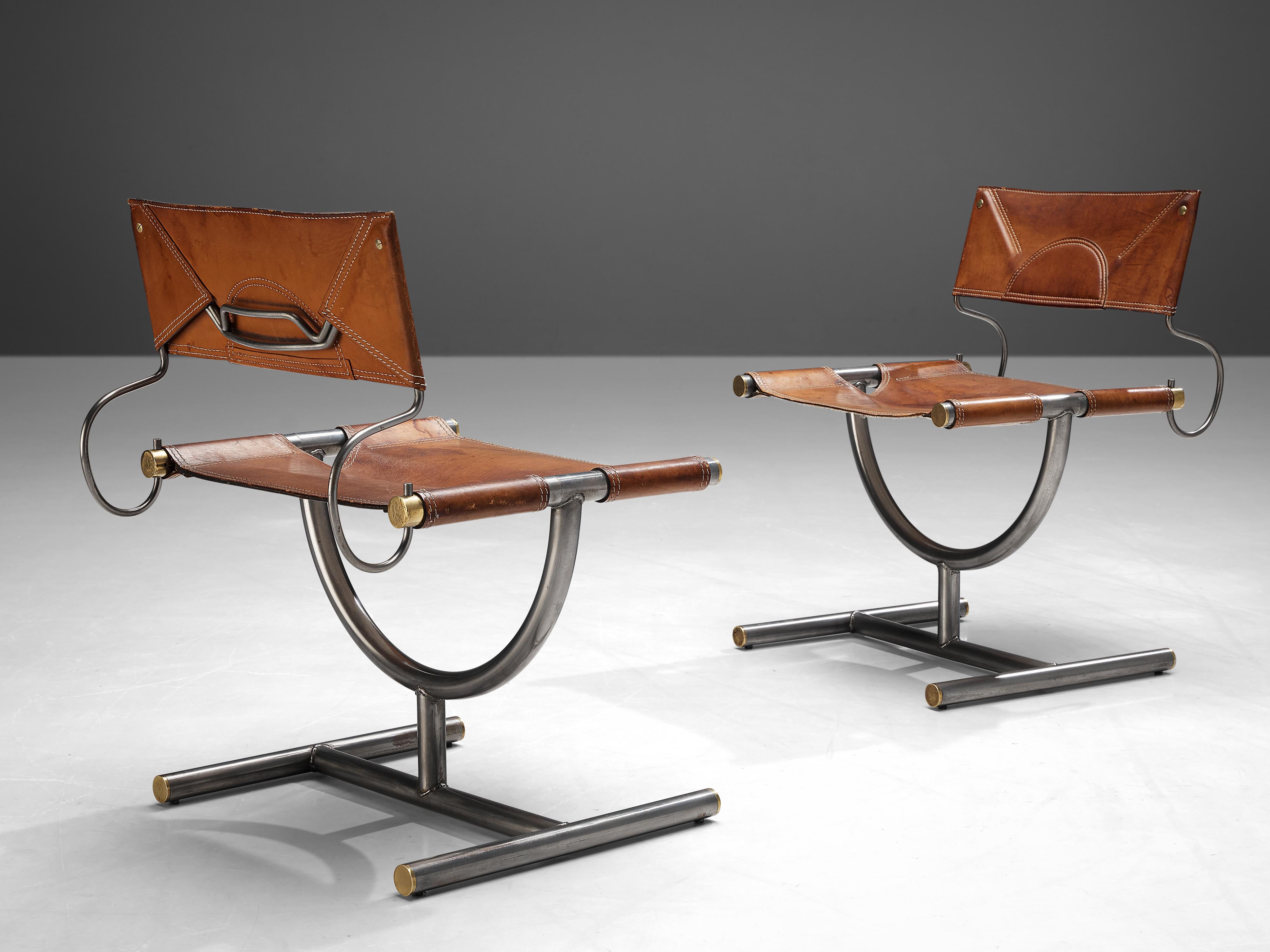 Mid-Century Modern Pair of Afra & Tobia Scarpa ‘Benetton’ Chairs in Leather