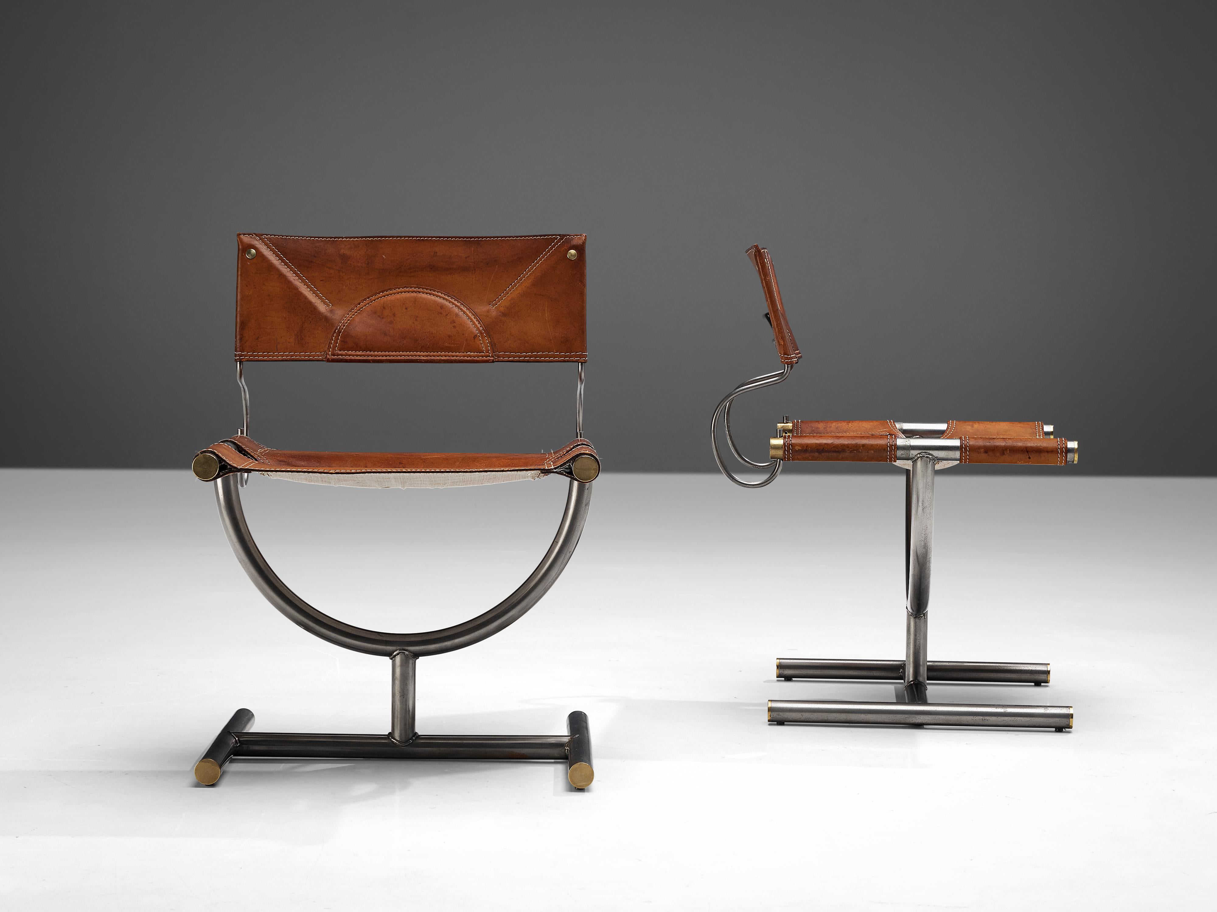 Pair of Afra & Tobia Scarpa ‘Benetton’ Chairs in Leather In Good Condition In Waalwijk, NL