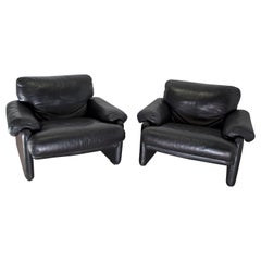 Pair of Afra & Tobia Scarpa Italian Leather Armchairs "Coronado" by B&B, 1960s